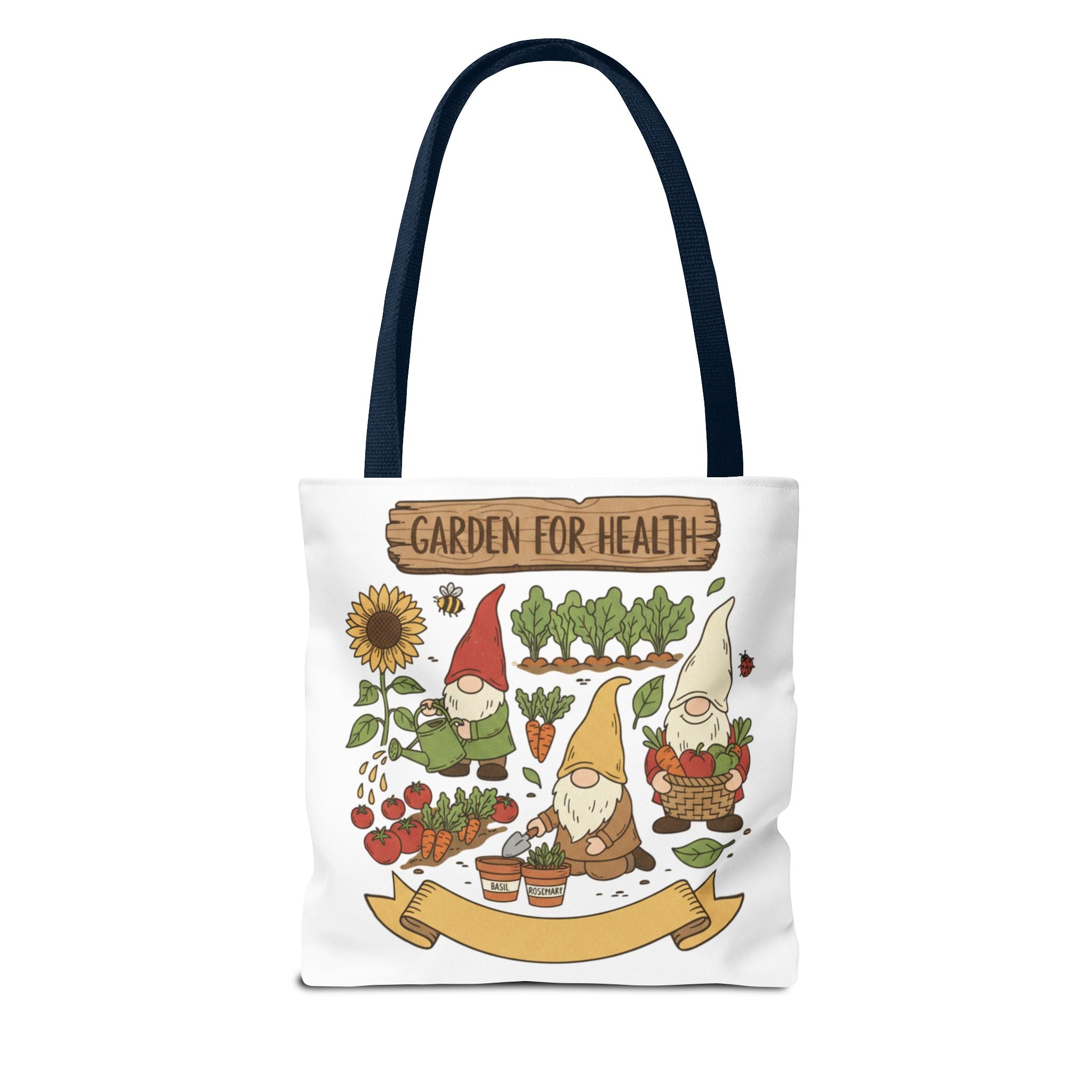 Garden Gnome Tote Bag - "Garden For Health" Cute Eco Shopper