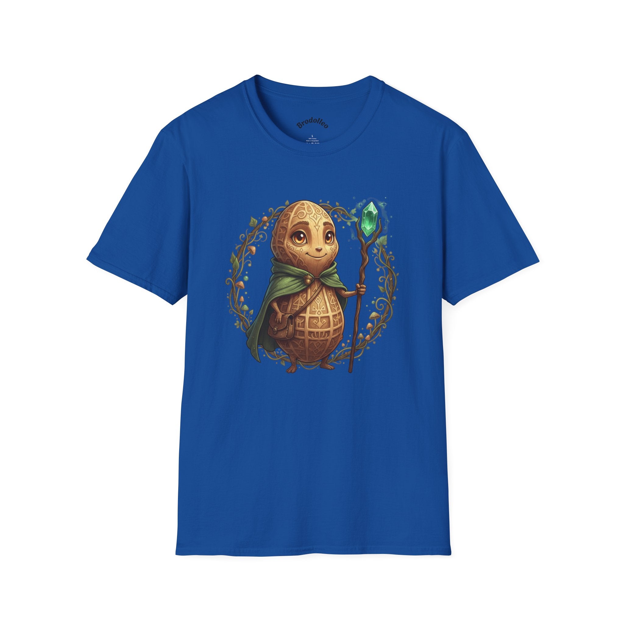 Fantasy Forest Wizard T-Shirt — Cute Turtle Mage with Emerald Staff