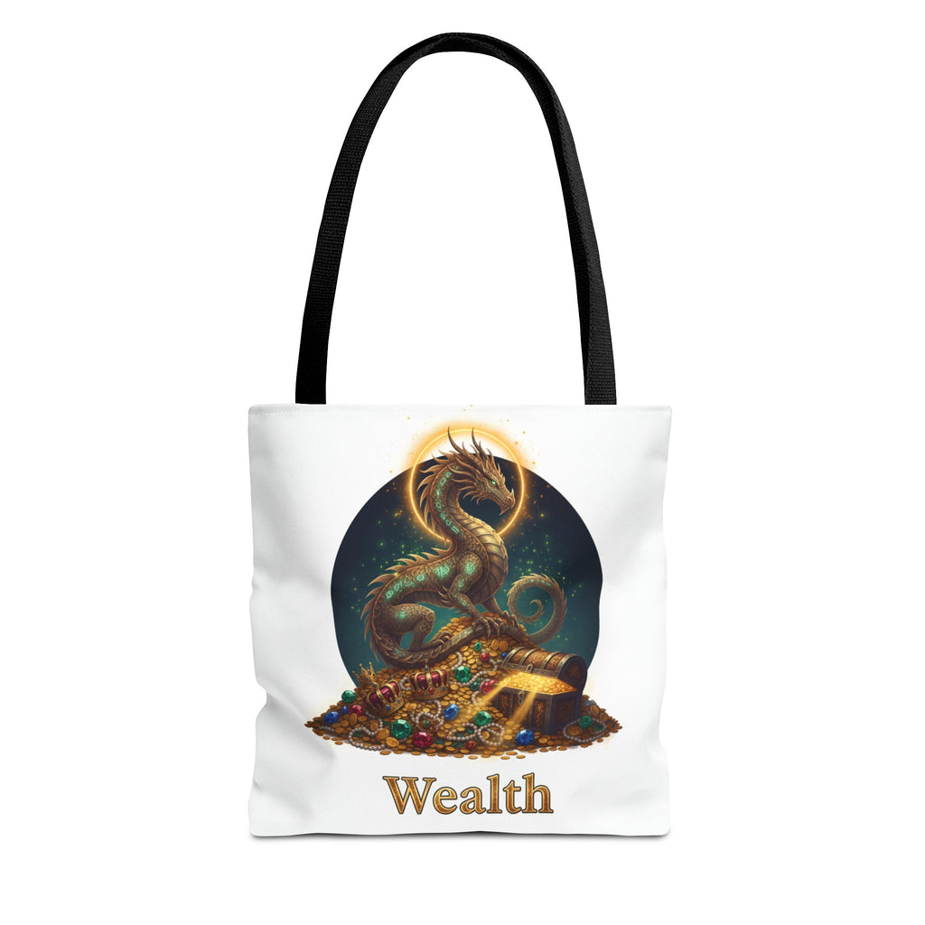 Wealth Dragon Tote Bag — Fantasy Dragon Treasure Illustration Tote