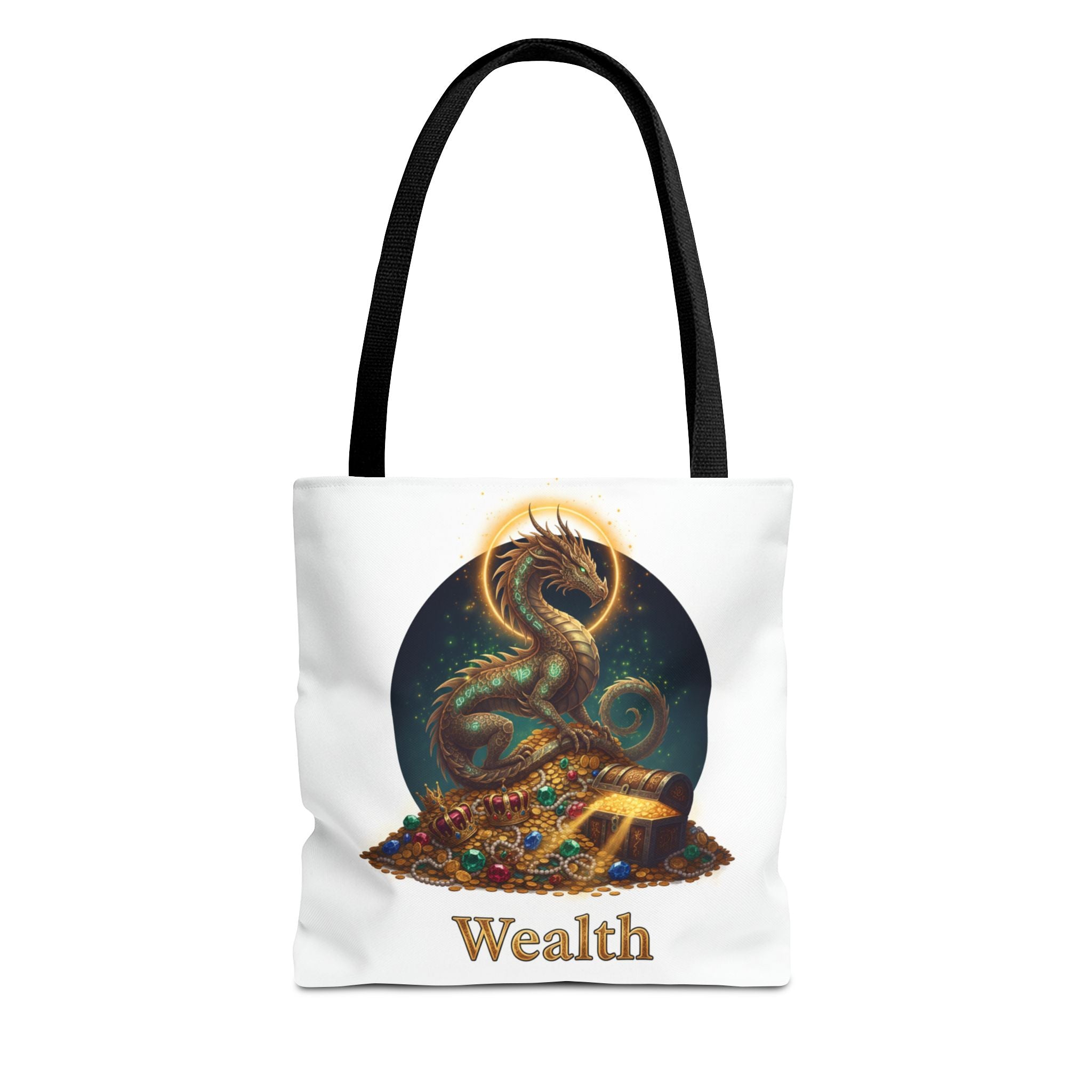 Wealth Dragon Tote Bag — Fantasy Dragon Treasure Illustration Tote