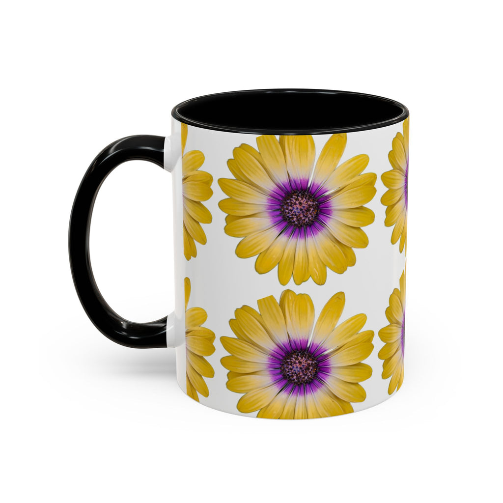 Yellow Purple Daisy Accent Coffee Mug – Floral Pattern 11/15oz