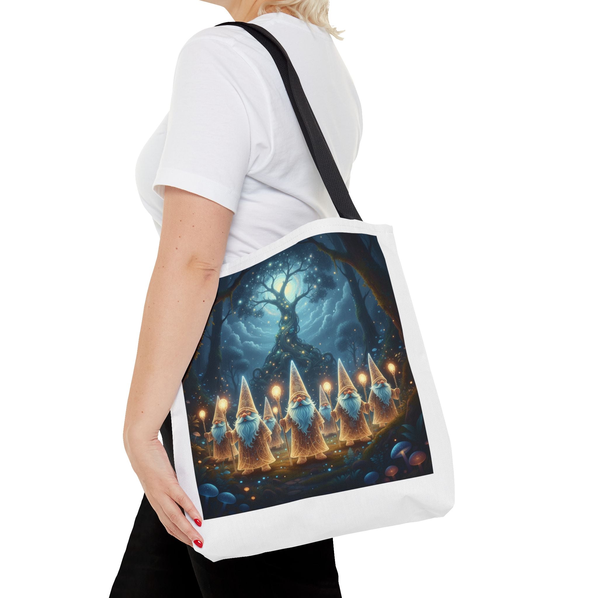 Mystical Gnome Forest Tote Bag — Candlelight Woodland Magic AOP