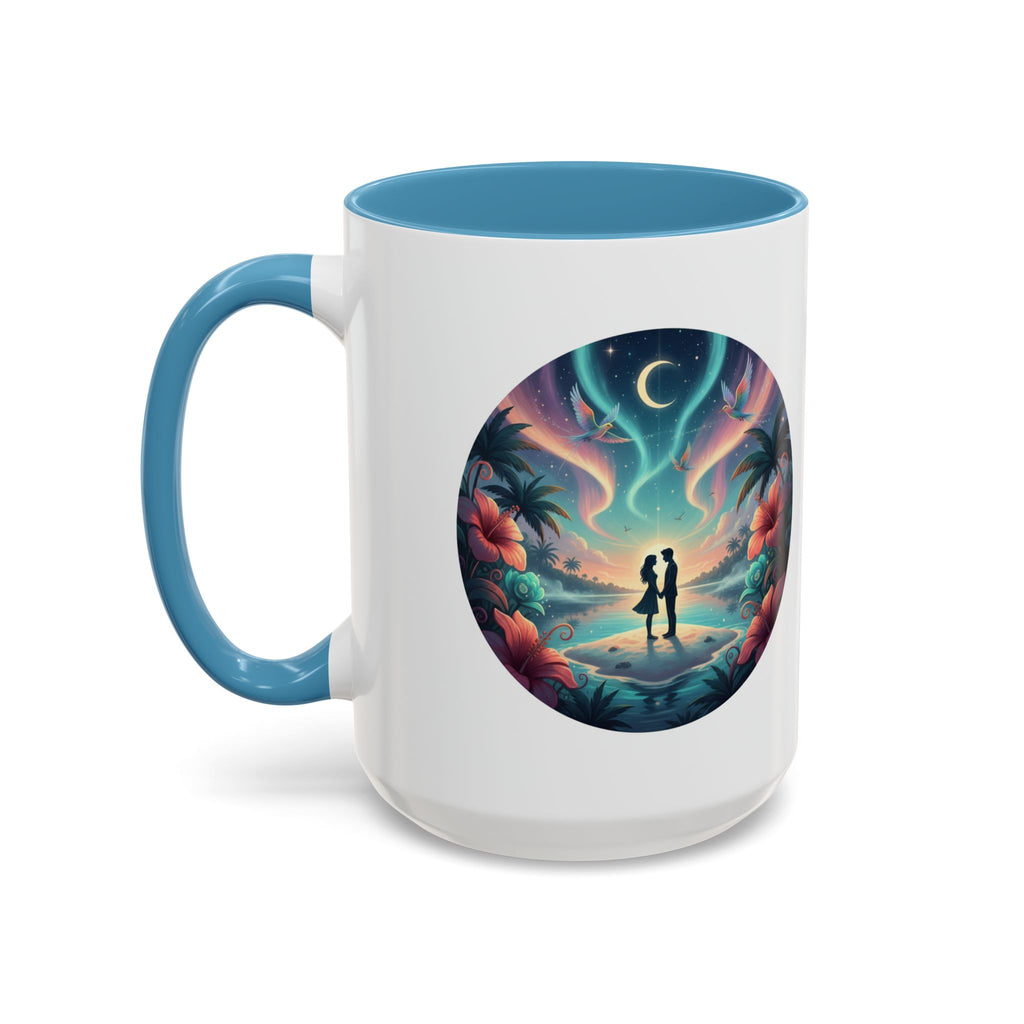 Tropical Sunset Coffee Mug — Romantic Beach Couple Accent Mug (11/15 oz)