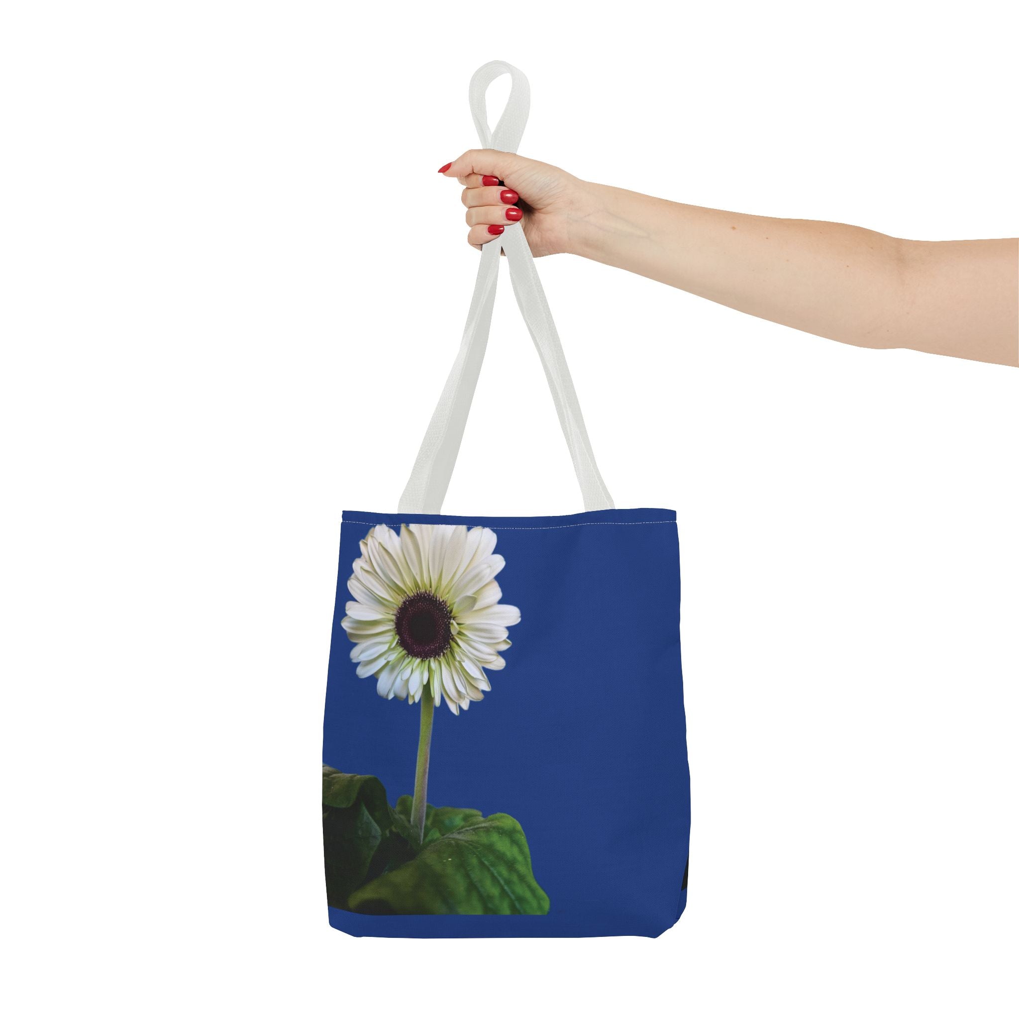Daisy Print Tote Bag — White Floral All-Over-Print Canvas Tote