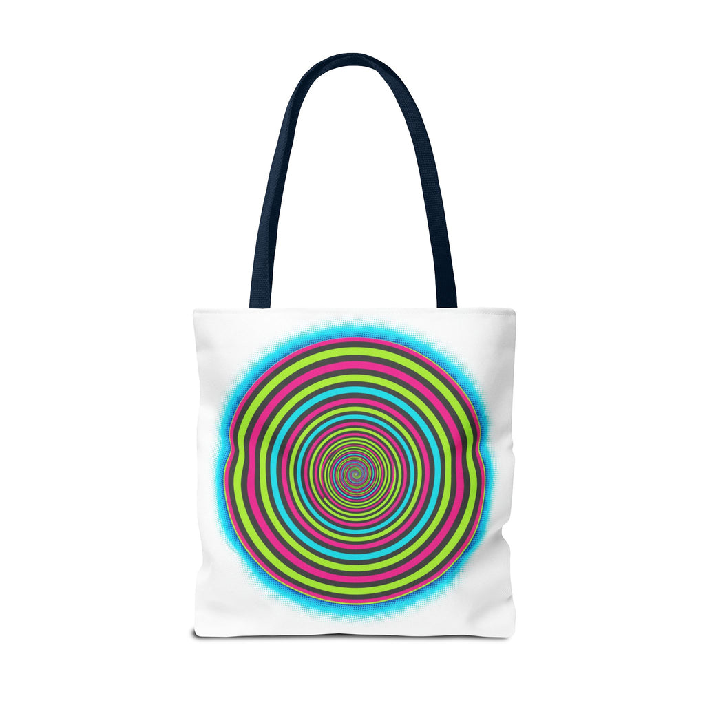 Psychedelic Spiral Tote Bag — Colorful Vortex All-Over Print Tote