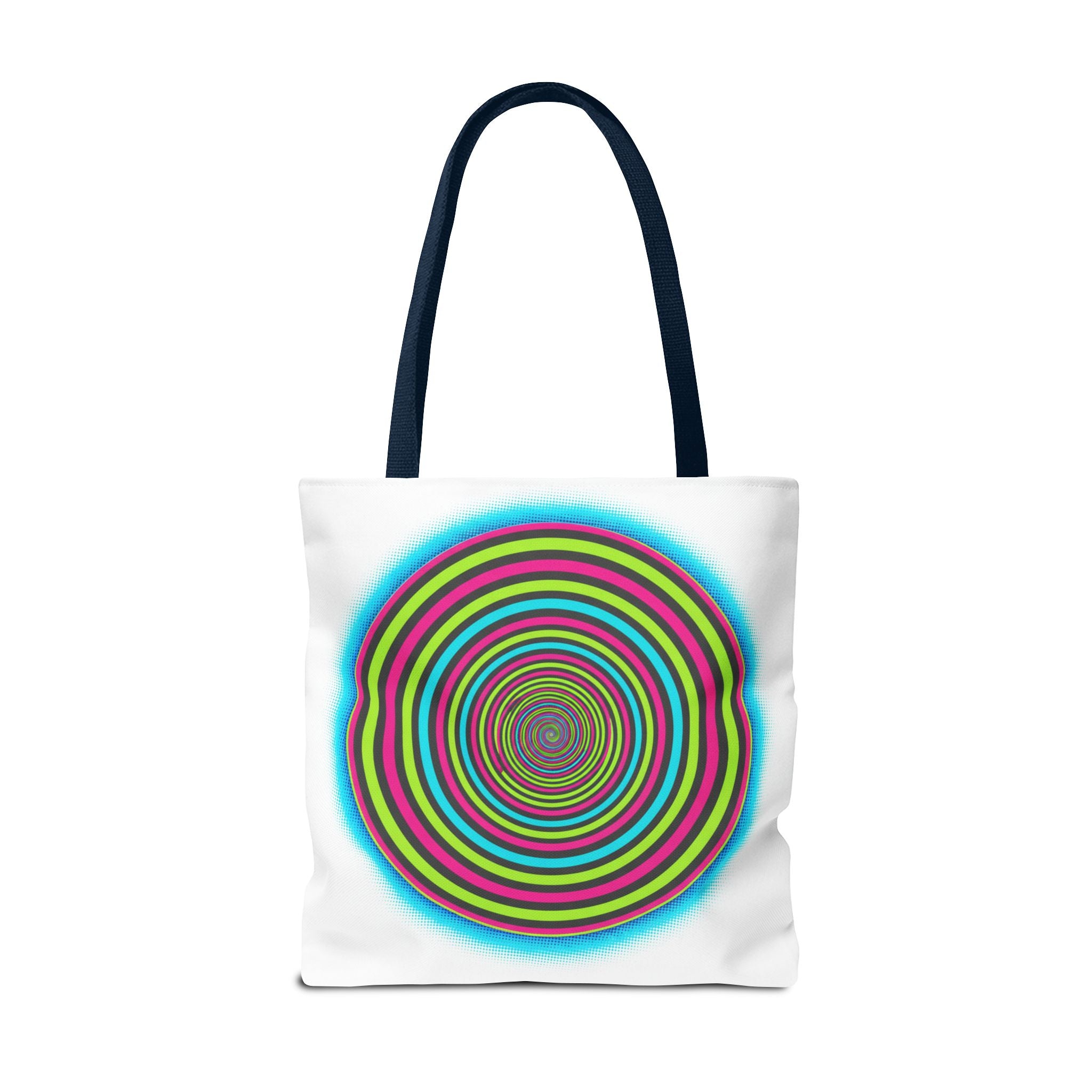 Psychedelic Spiral Tote Bag — Colorful Vortex All-Over Print Tote