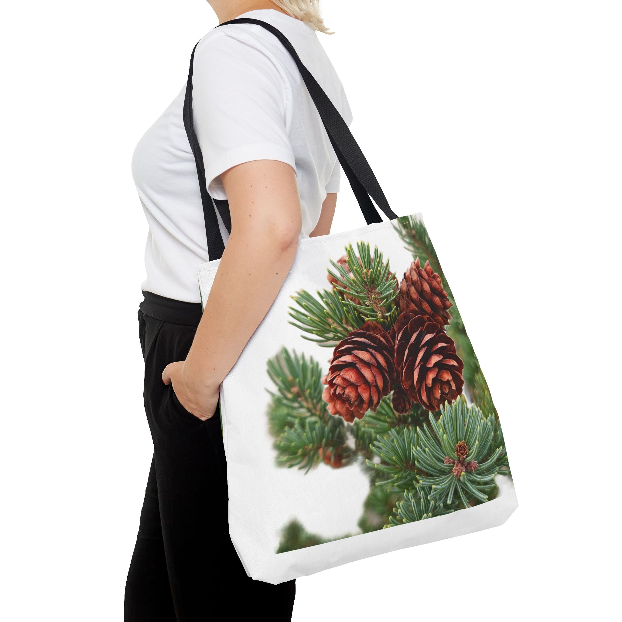 Pinecone Winter Tote Bag — Botanical Evergreen Holiday Market Bag