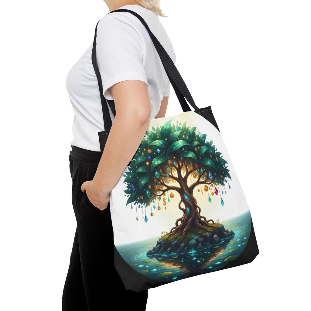 Enchanted Tree Tote Bag - Mystical Gem-Decorated Tree All-Over Print