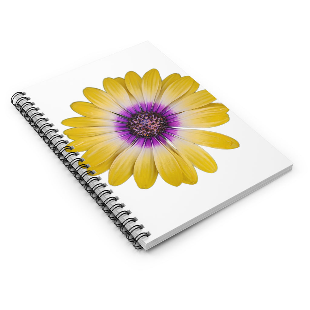 Yellow Purple Daisy Spiral Notebook — Floral Ruled Journal for Students & Gifts
