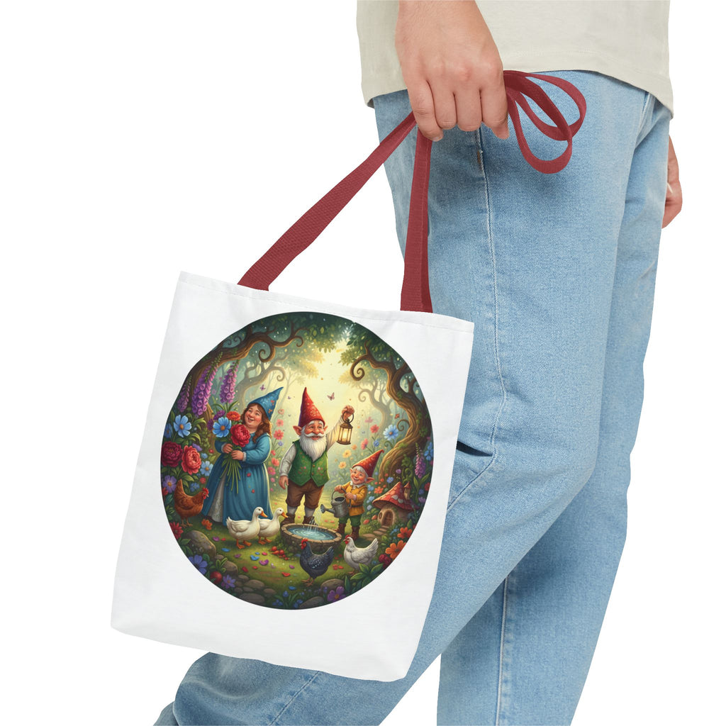 Gnome Garden Tote Bag — Whimsical Fairy Tale Circle Art