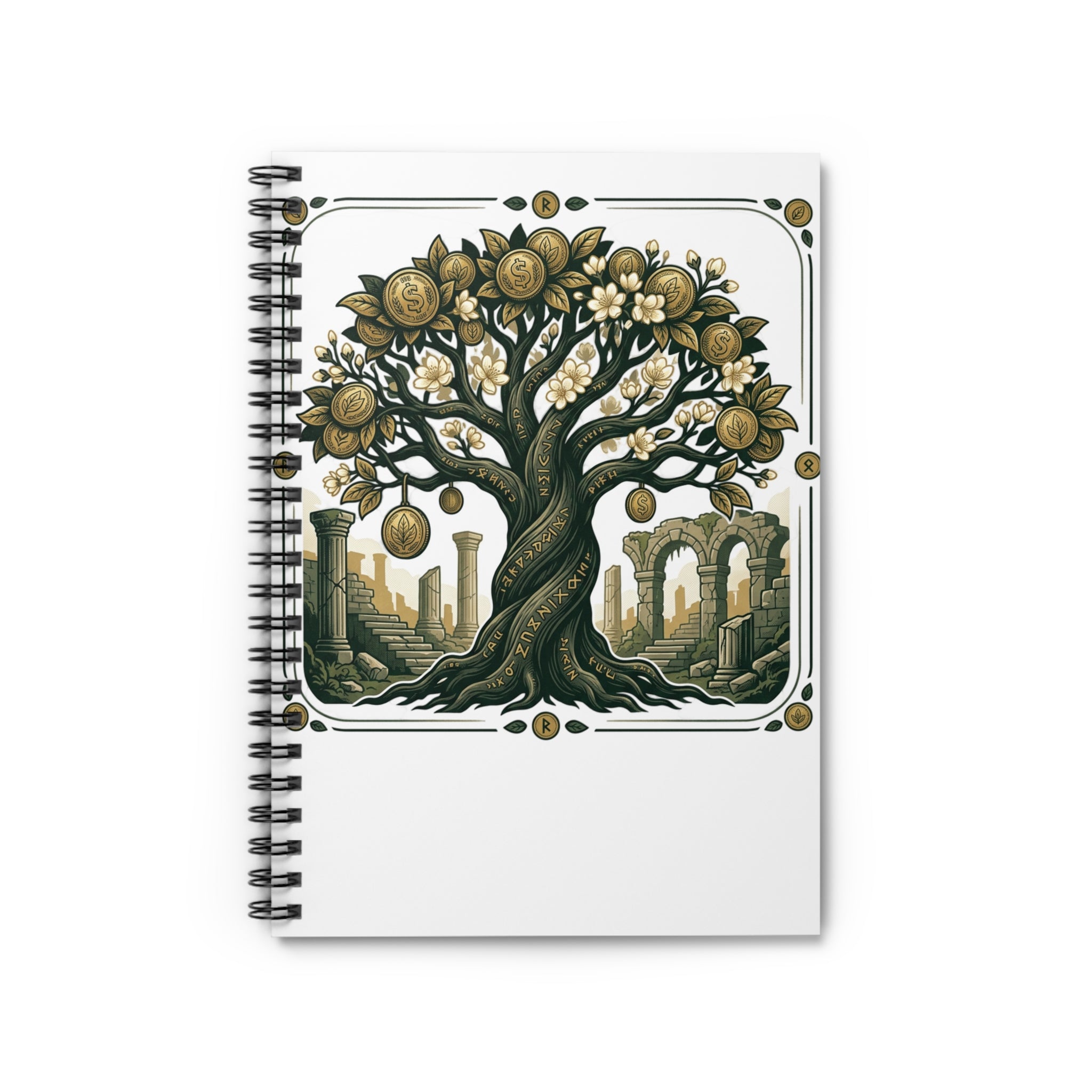 Ruins & Golden Tree Spiral Notebook — Illustrated Lined Journal for Writers & Fantasy Fans