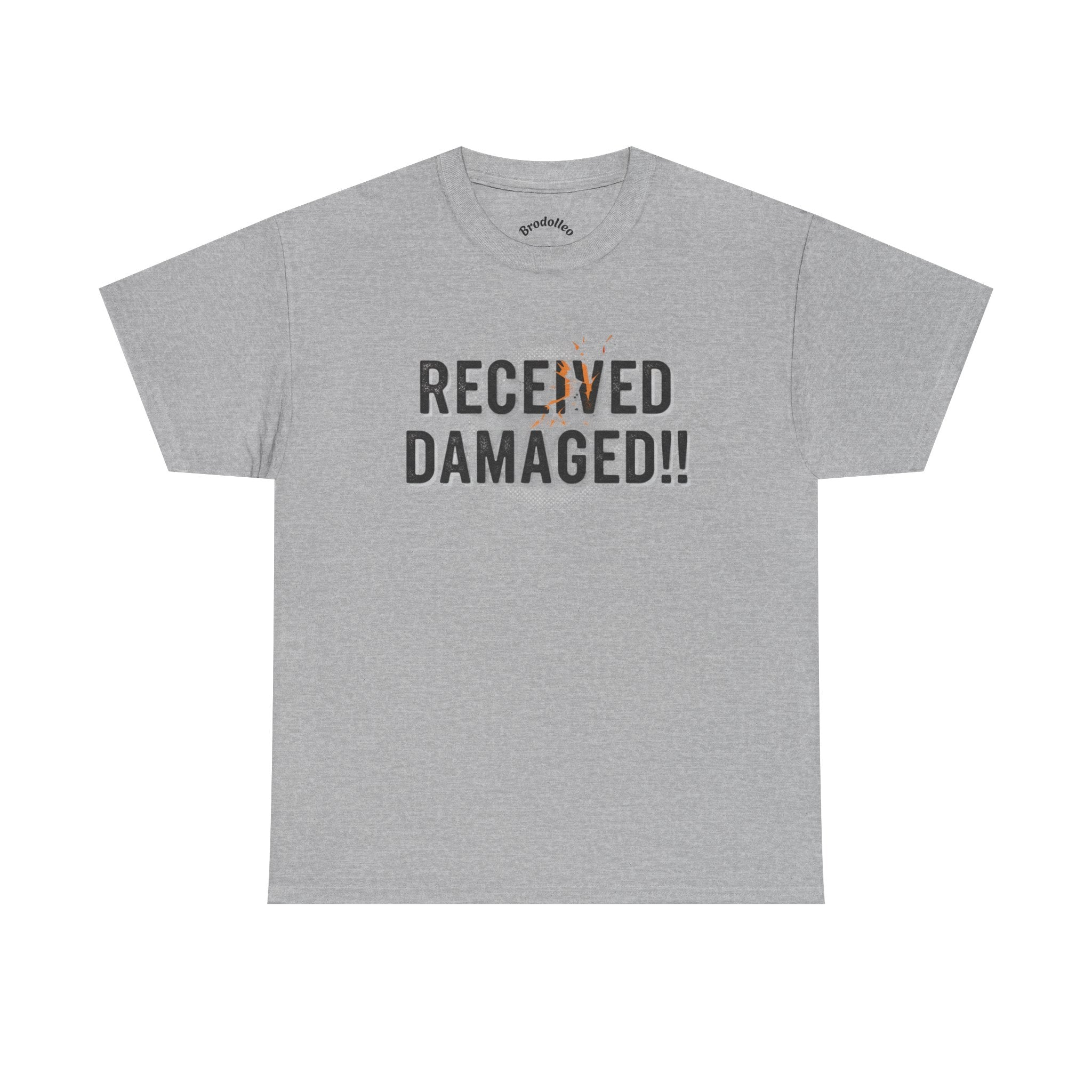 Received Damaged!! T‑Shirt — Funny Shipping Label Tee
