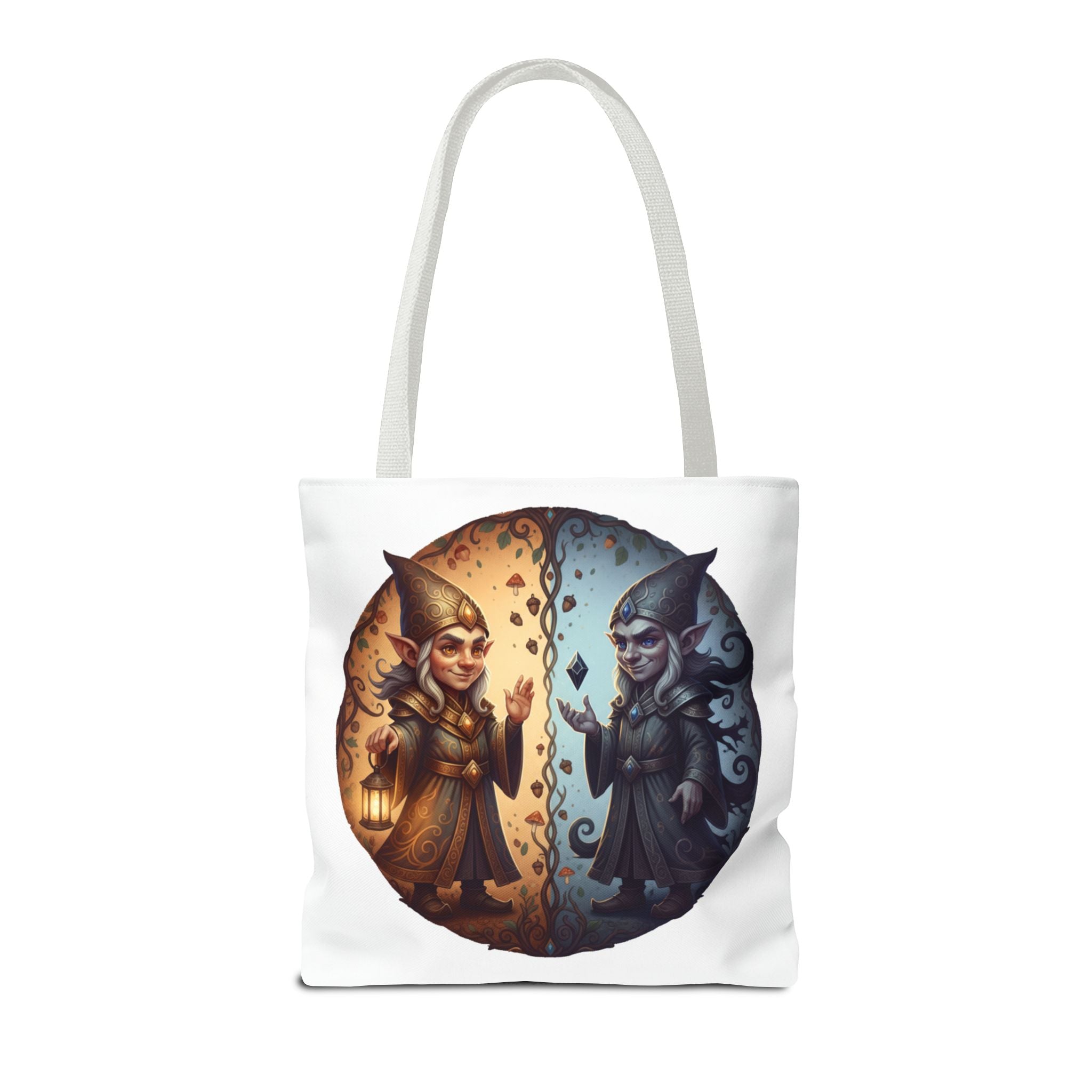 Gnome Duality Tote Bag — Day & Night Fantasy Illustration