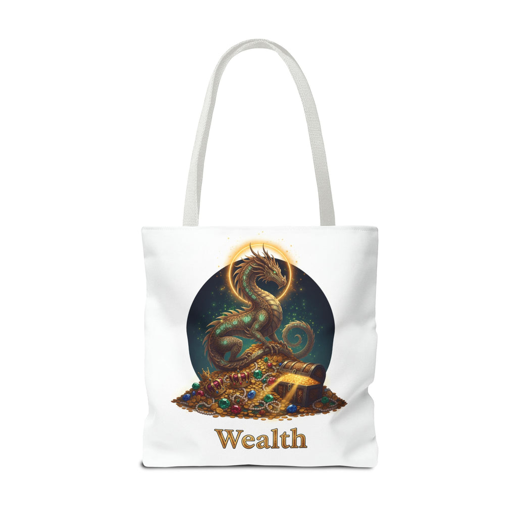 Wealth Dragon Tote Bag — Fantasy Dragon Treasure Illustration Tote