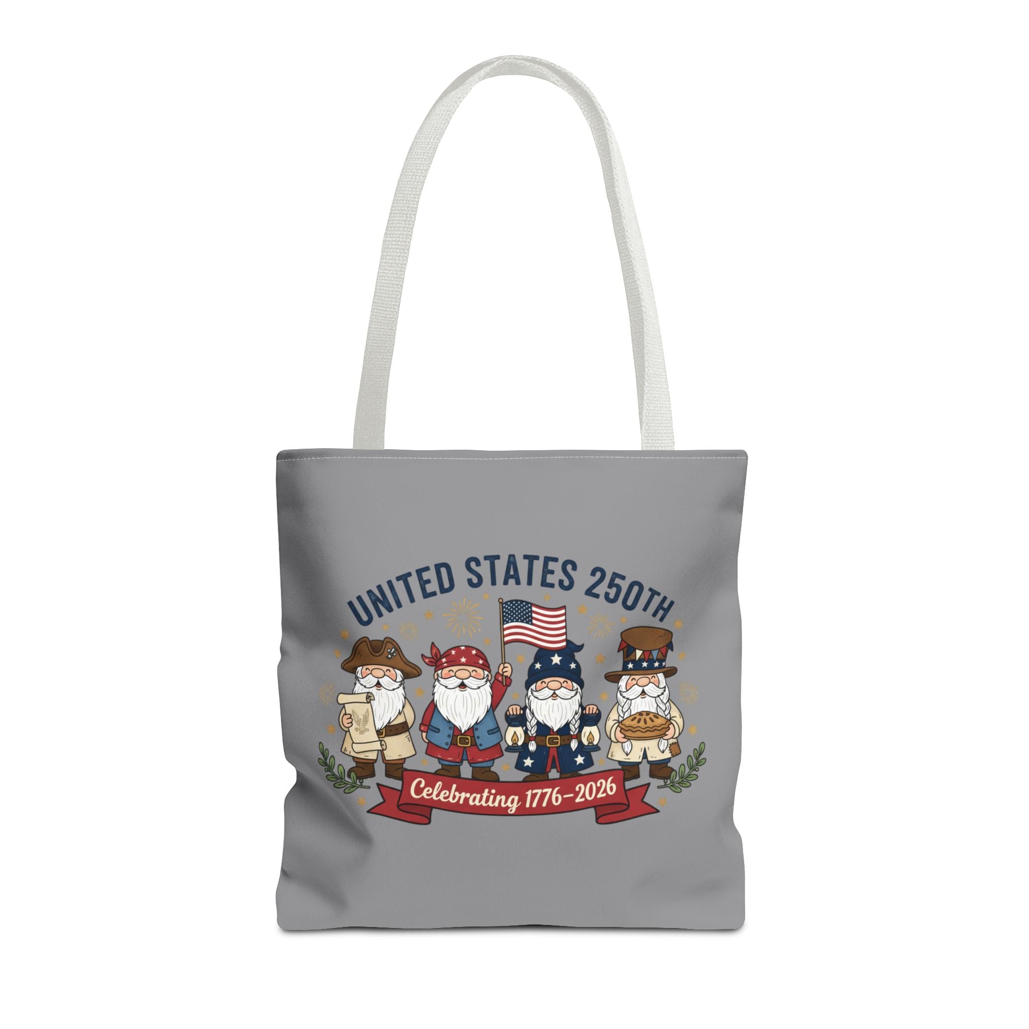 United States 250th Tote Bag — Celebrating 1776–2026 Patriotic Gnome Design
