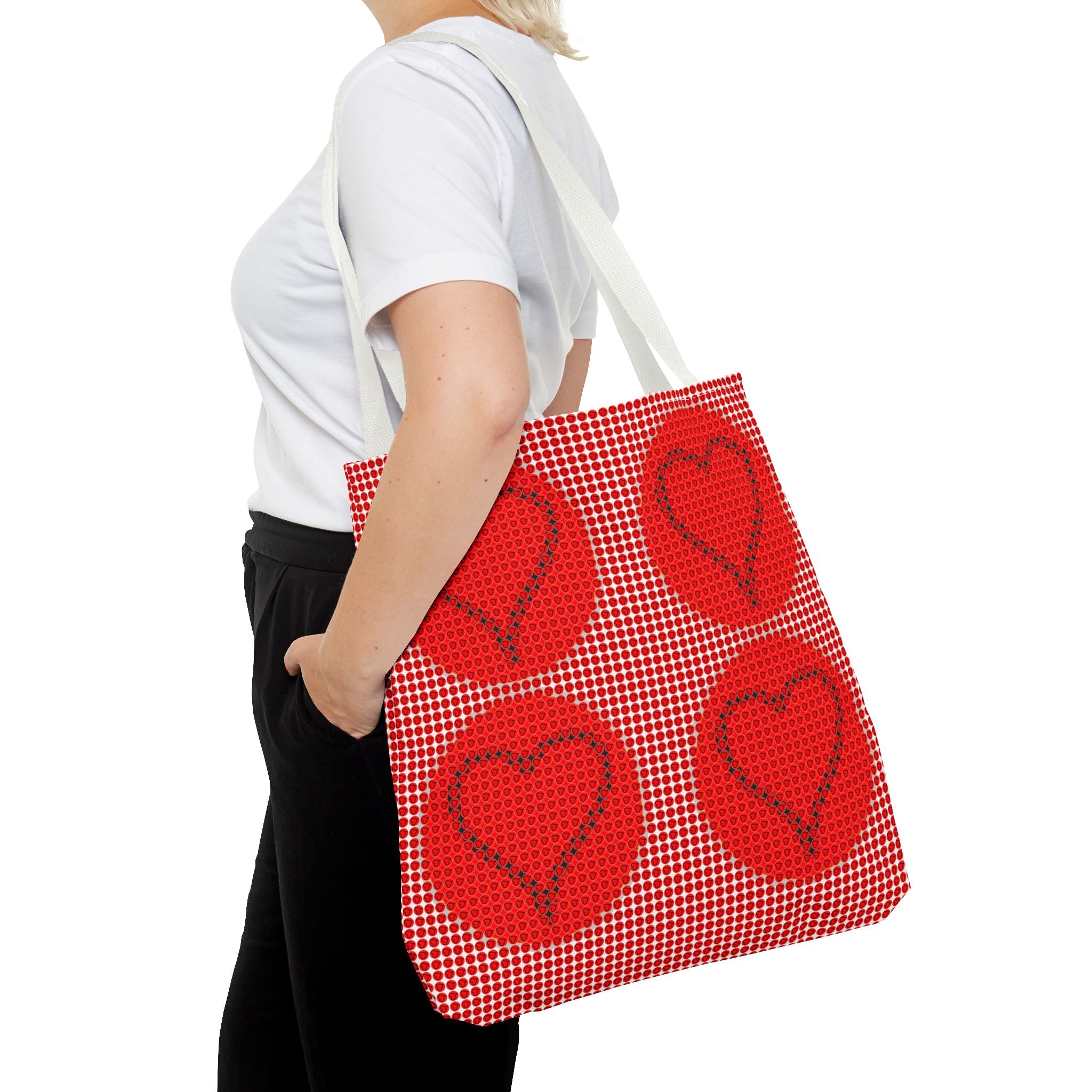 Heart Pattern Tote Bag — Red Valentine All-Over Print Canvas Tote