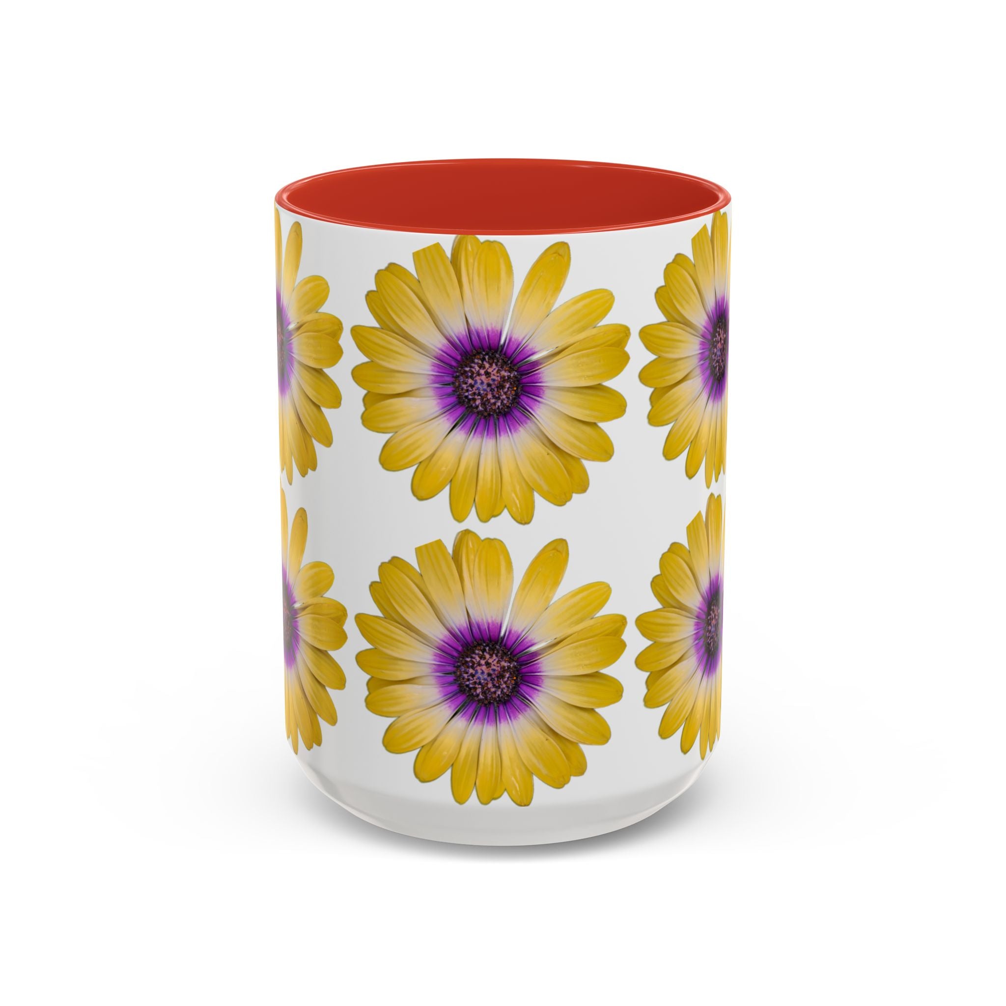 Yellow Purple Daisy Accent Coffee Mug – Floral Pattern 11/15oz