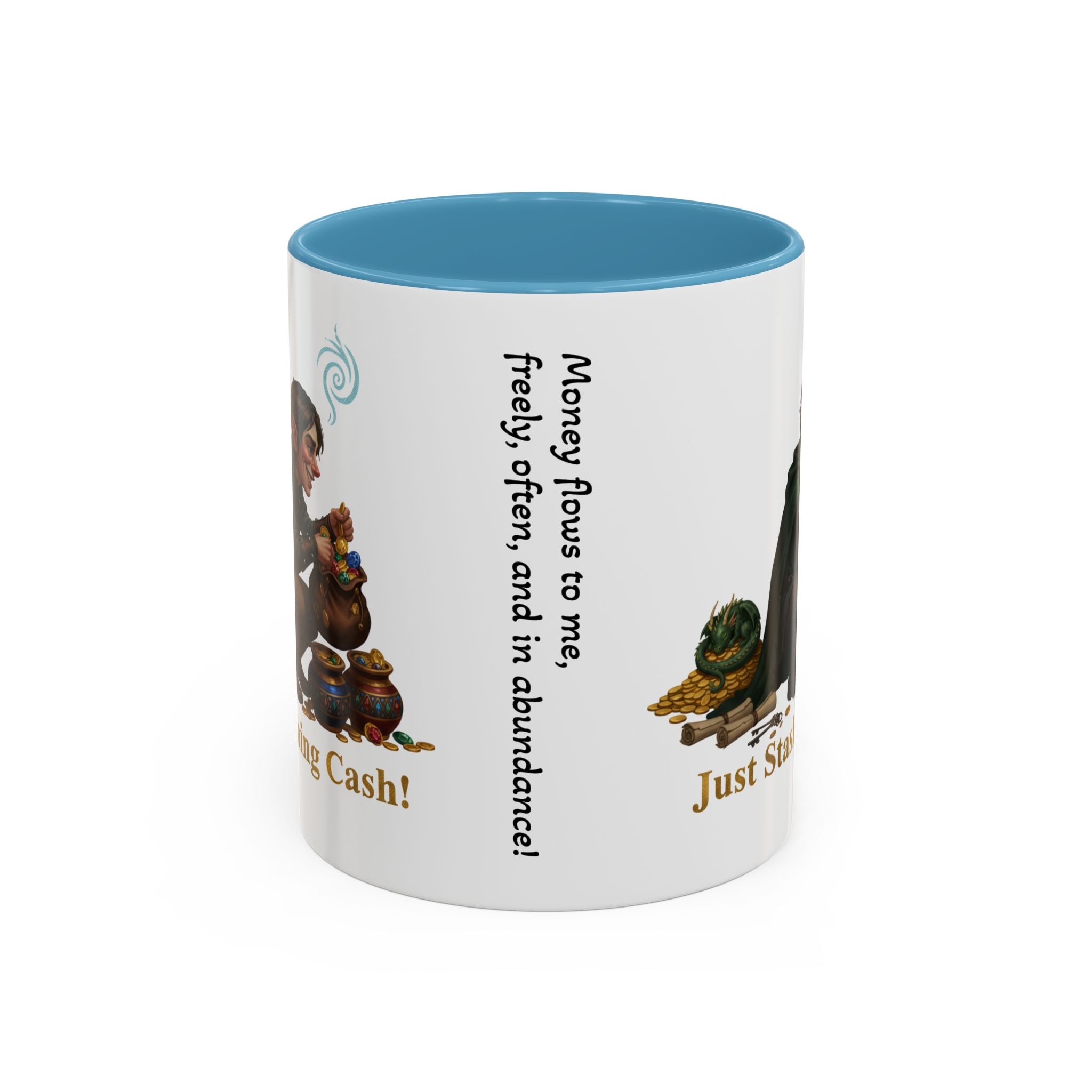 Accent Coffee Mug — "Just Stashing Cash!" Fantasy Gnome Money Mug (11/15oz)