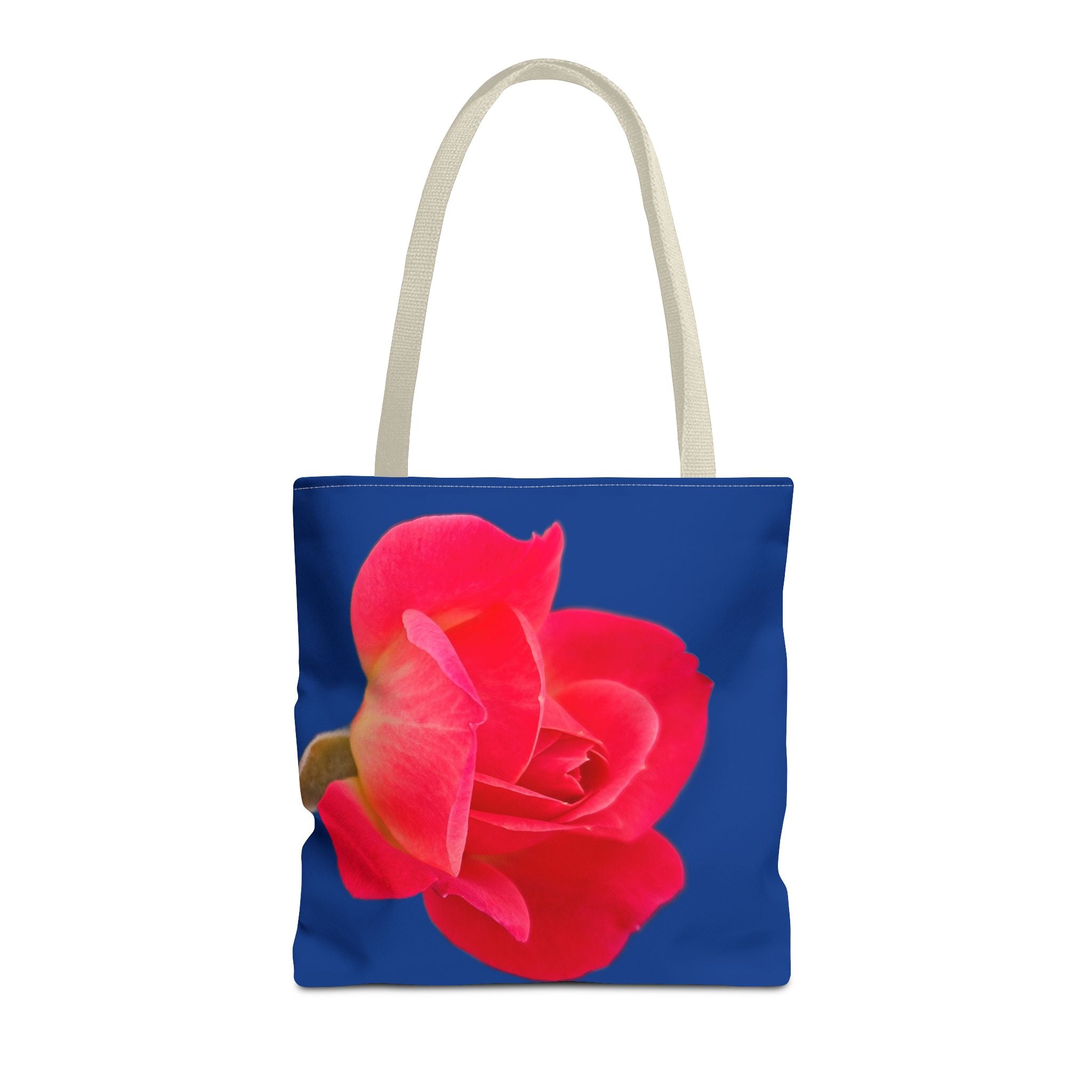 Pink Rose Floral Tote Bag – Vibrant Blue Background AOP