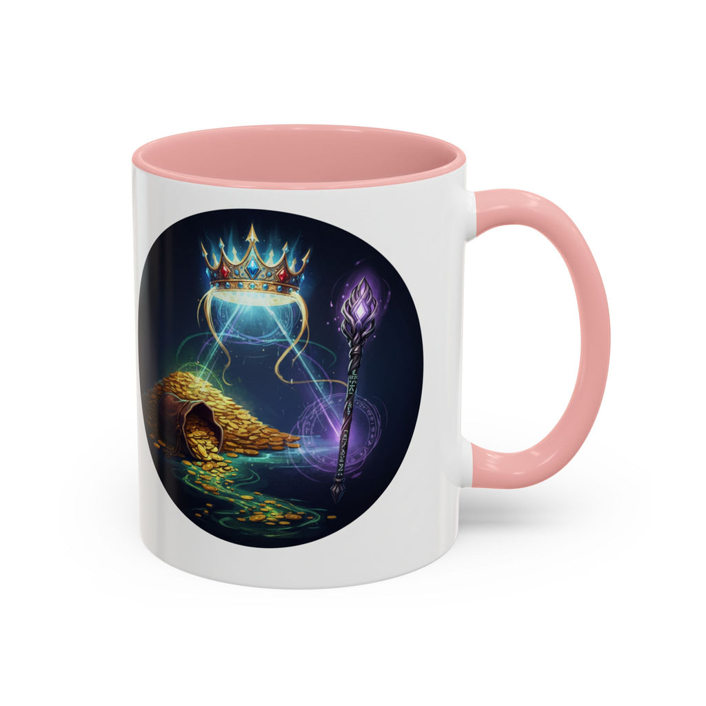 Magic Crown Coffee Mug — Fantasy Wizard Staff & Spilled Gold Accent Mug (11/15 oz)