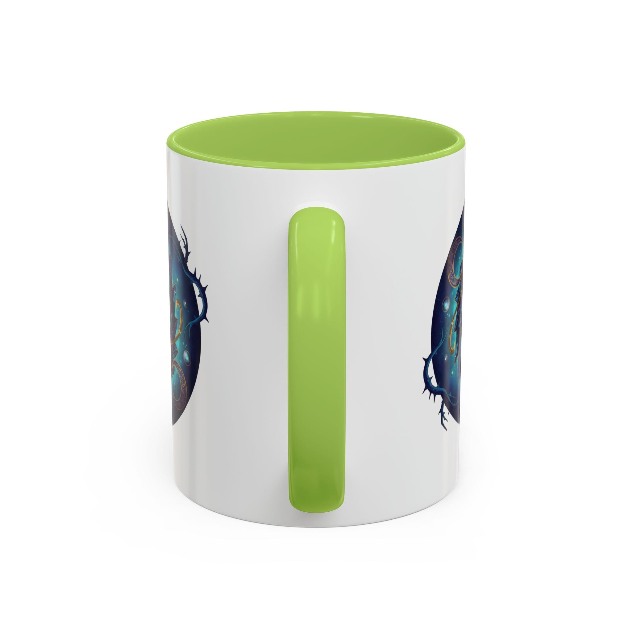 Galaxy Feather Spiral Accent Mug — Cosmic Boho Coffee Cup (11/15oz)