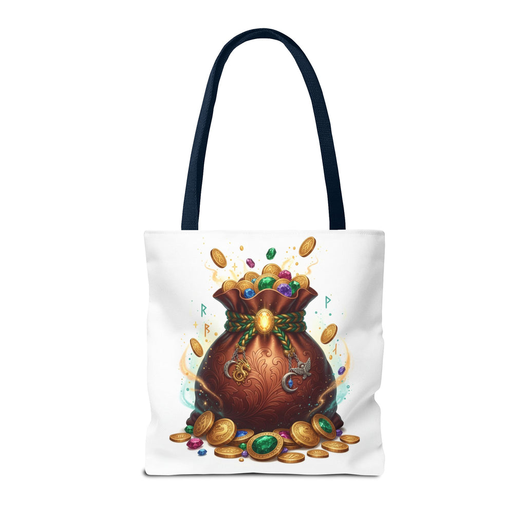 Treasure Pouch Tote Bag — Colorful Gem & Gold Coin All-Over Print Tote