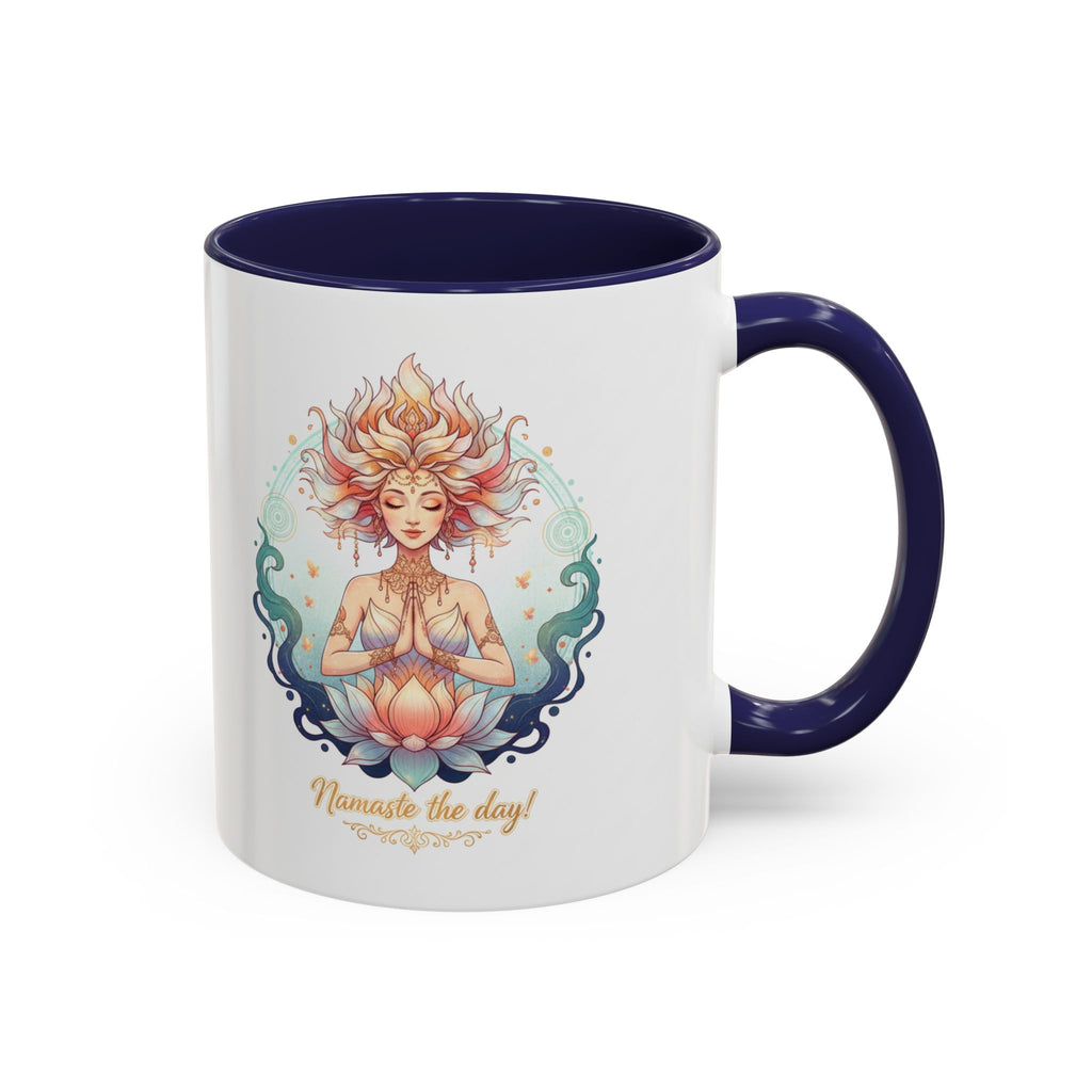 Namaste the Day Yoga Coffee Mug — Lotus Meditation Accent Mug (11/15oz)