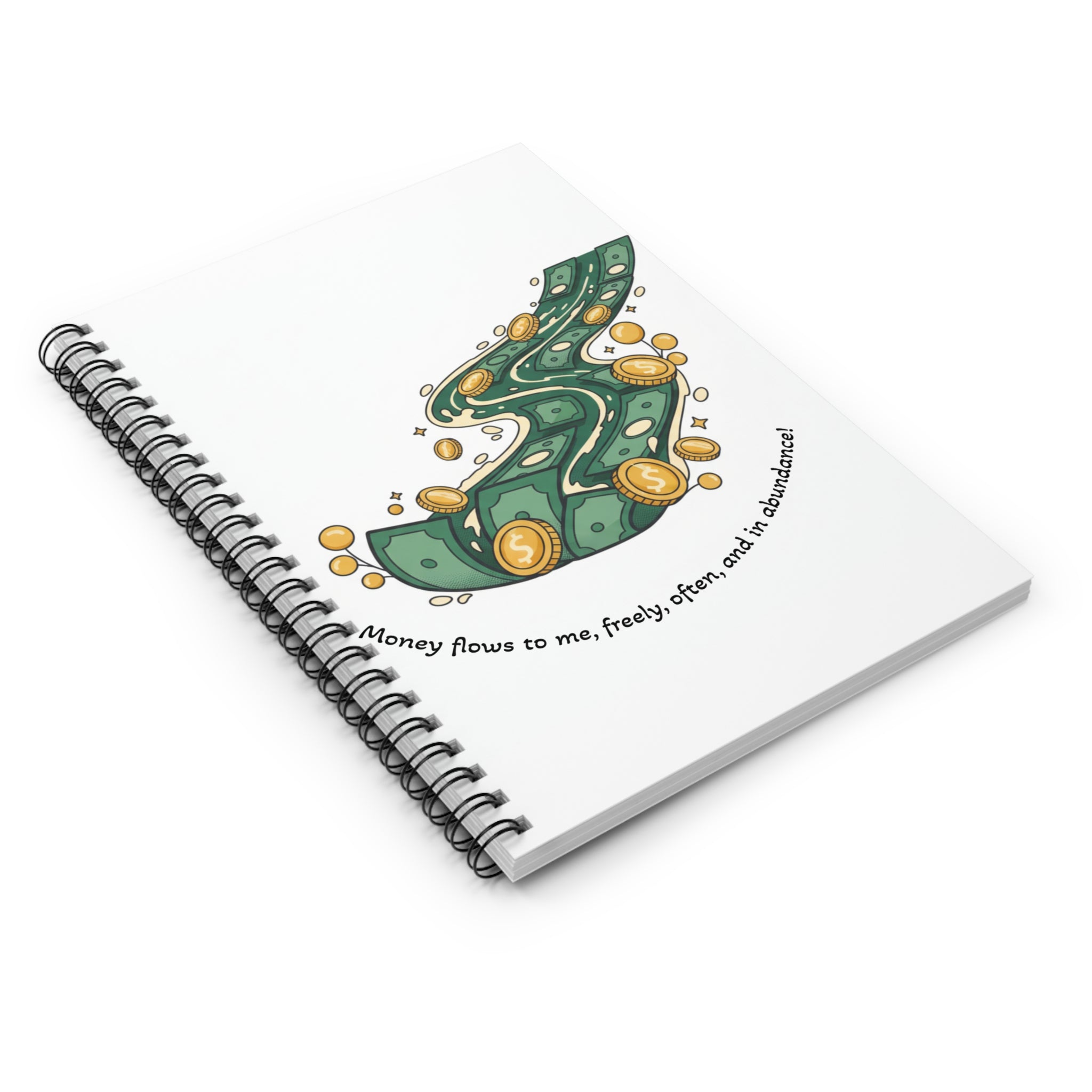 Money Flow Spiral Notebook — Affirmation Ruled Journal for Abundance & Finance Goals