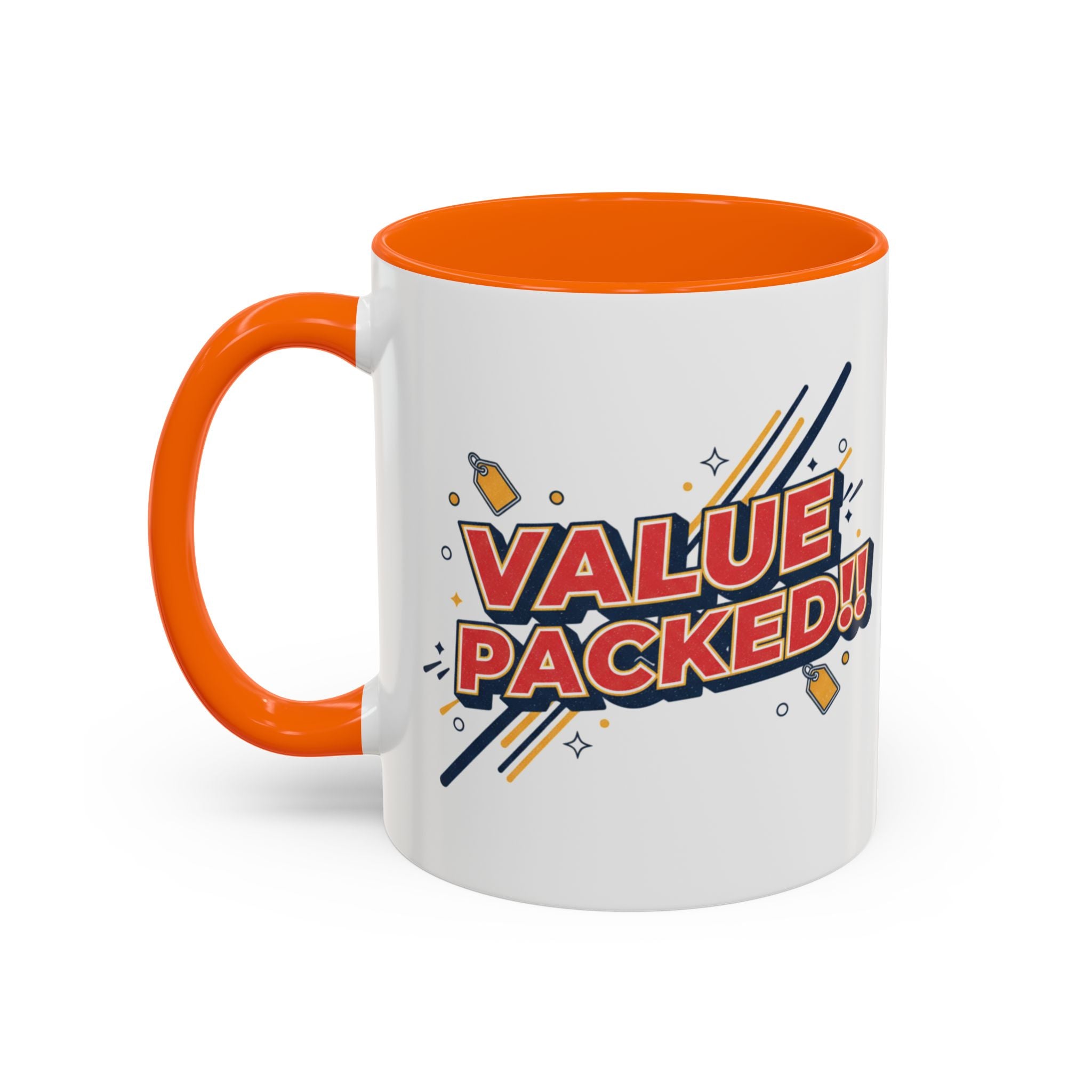 Value Packed!! Accent Coffee Mug — Bold Retro Comic Graphic (11/15 oz)