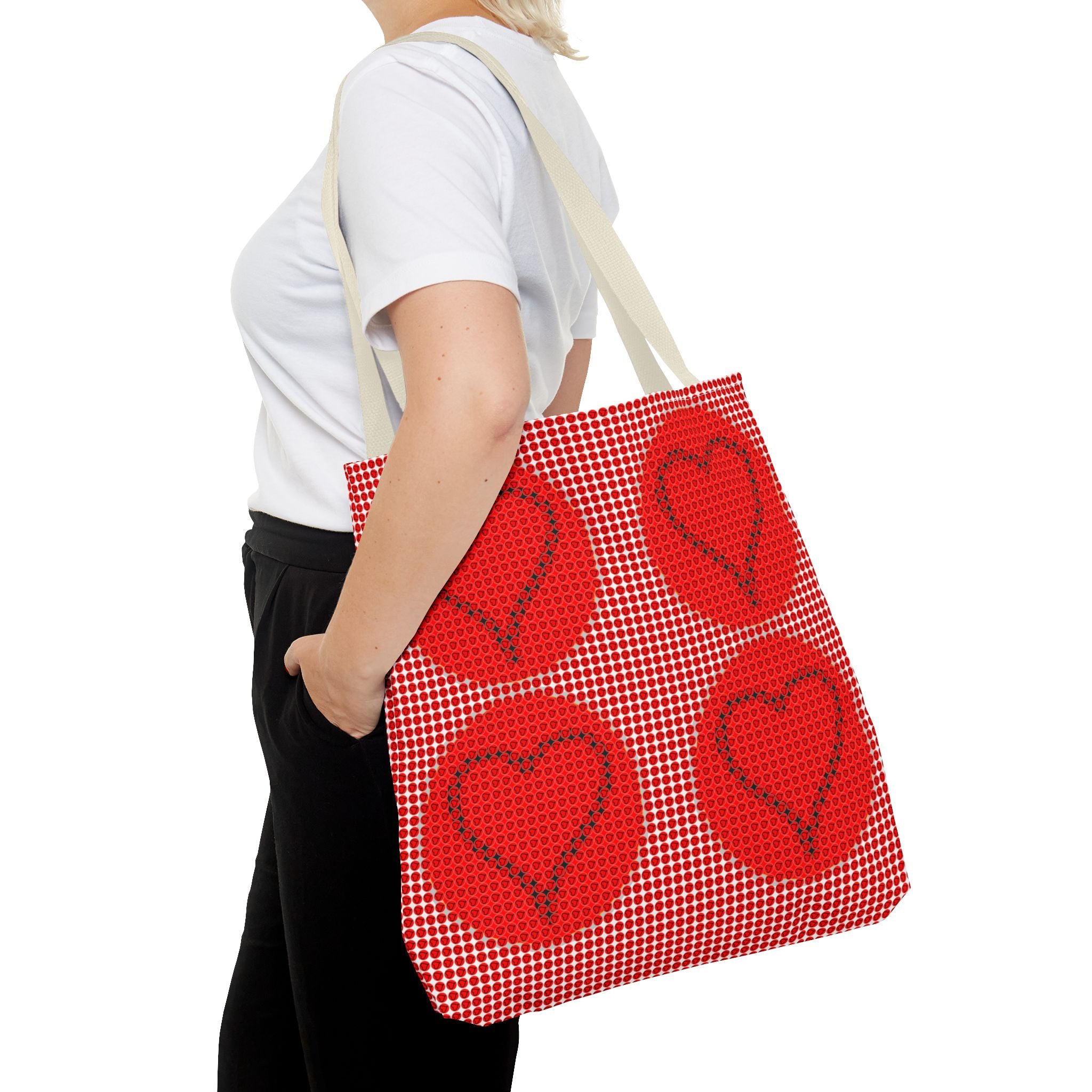 Heart Pattern Tote Bag — Red Valentine All-Over Print Canvas Tote