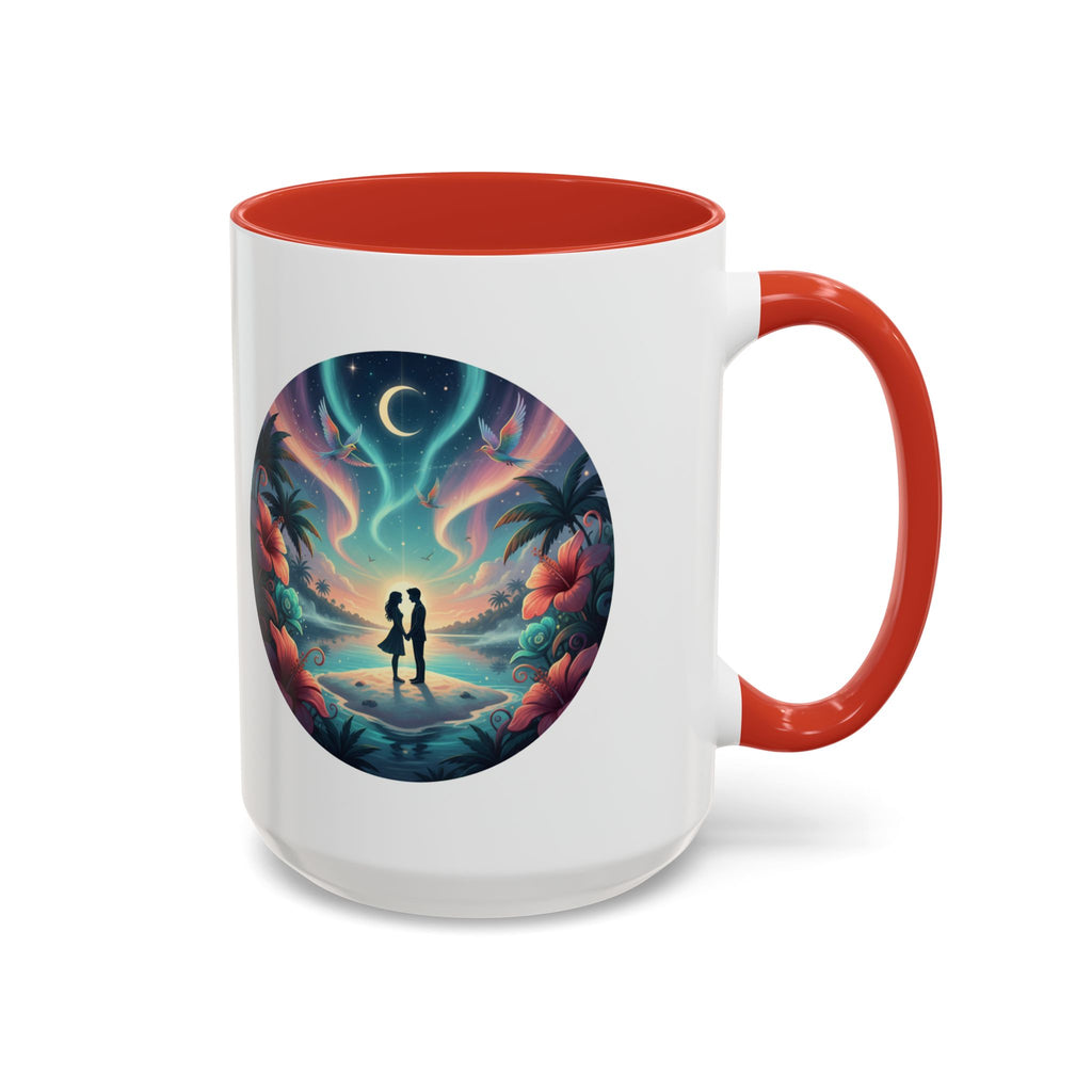 Tropical Sunset Coffee Mug — Romantic Beach Couple Accent Mug (11/15 oz)