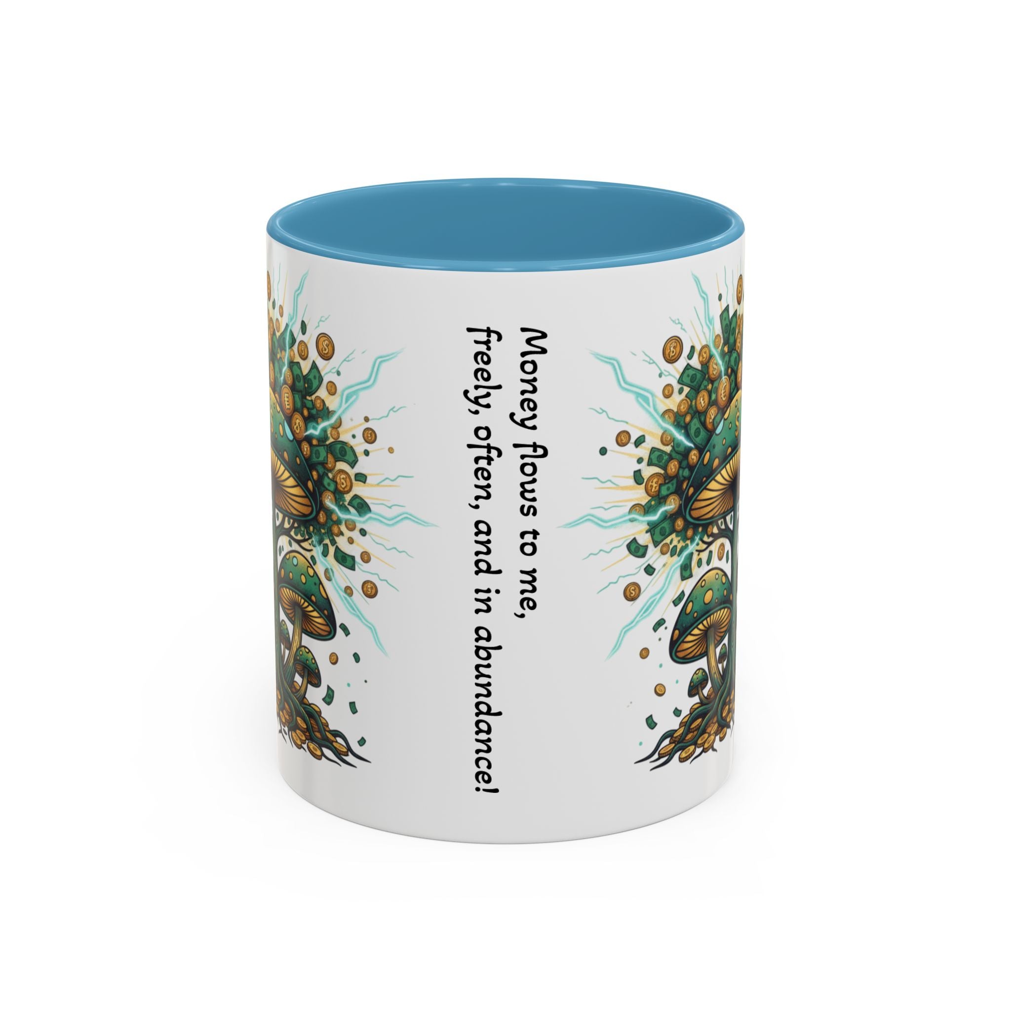 Accent Coffee Mug — 'Money Flows to Me Freely' Mushroom Abundance Design (11/15oz)