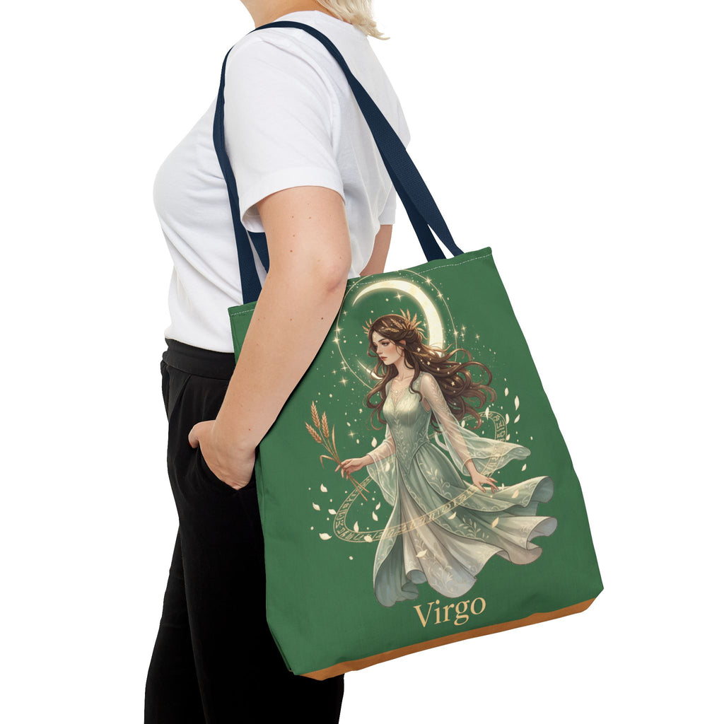 Mystic Moon Goddess Tote Bag — Ethereal Green All-Over Print Tote