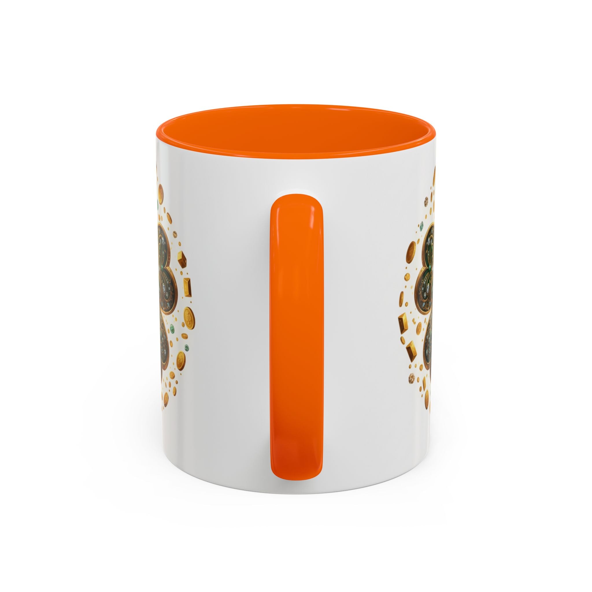 St. Patrick's Shamrock Coffee Mug — "Money Flows to Me" Lucky Charm Accent Mug