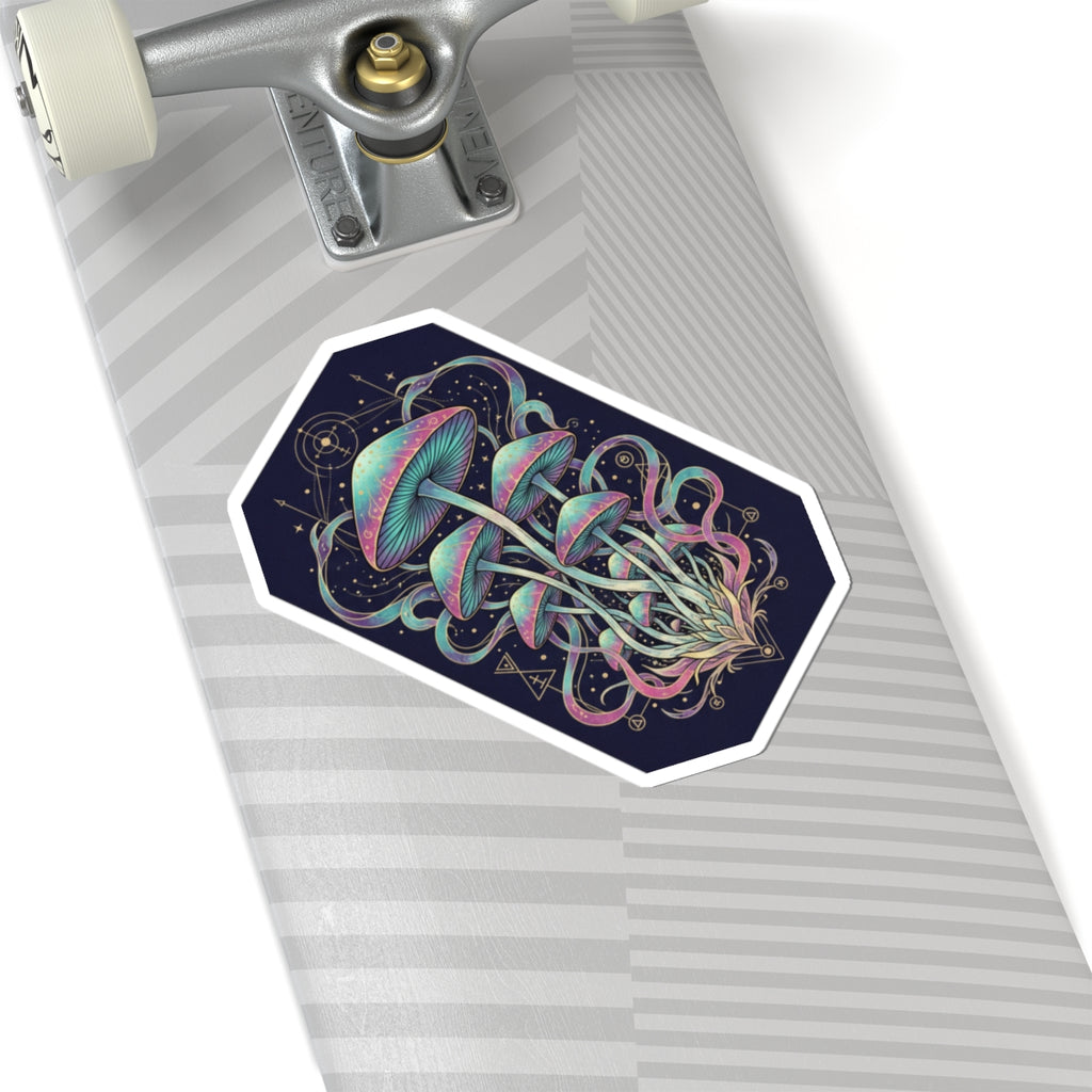 Psychedelic Mushroom Kiss-Cut Sticker – Pastel Cosmic Fungi Decal