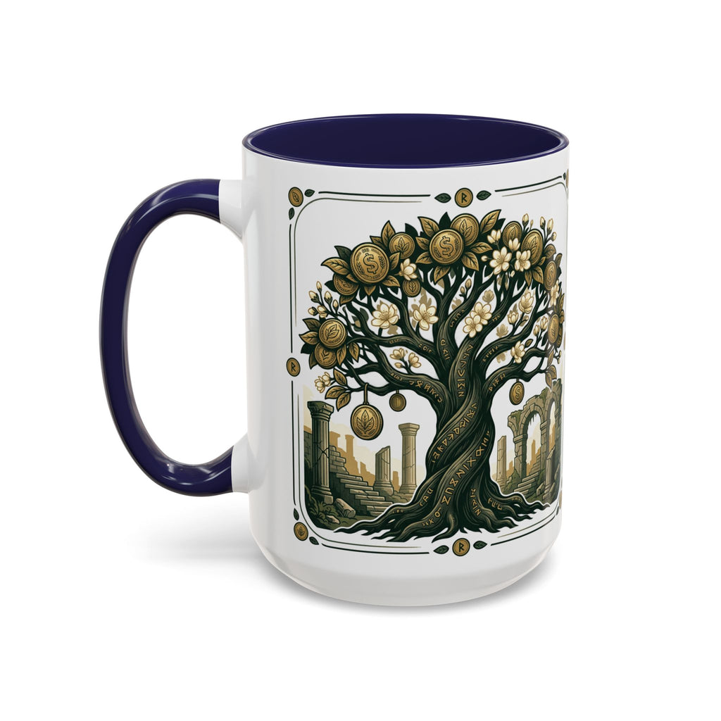 Ornate Tree of Coins Coffee Mug — Gold Ruins Accent Ceramic Mug (11/15oz)