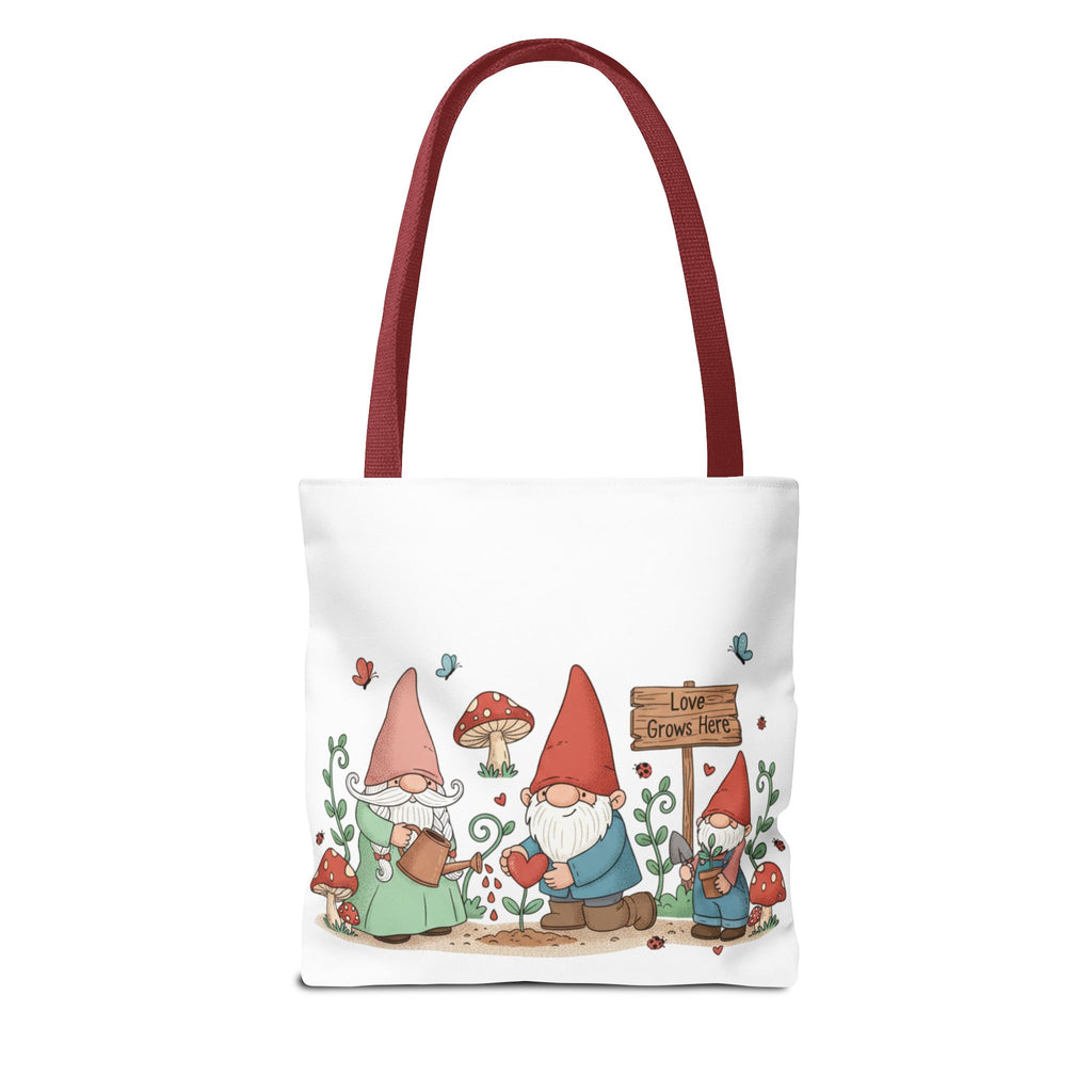 Gnome Garden Tote Bag — Cute Gardening Gnomes "Love Grows Here" Canvas Tote