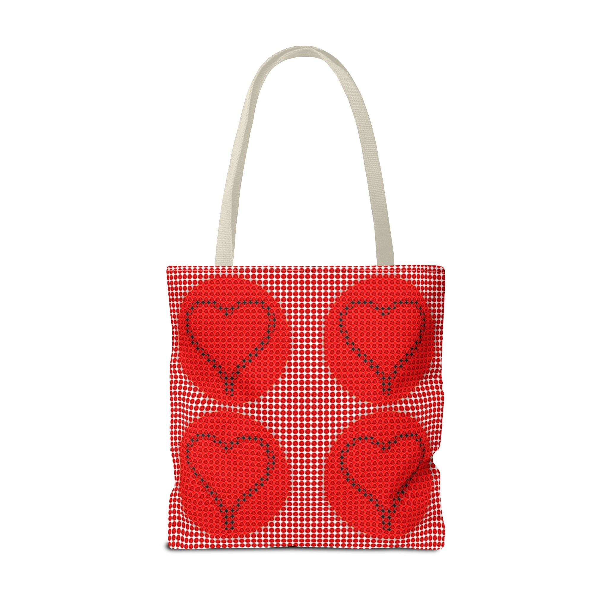 Heart Pattern Tote Bag — Red Valentine All-Over Print Canvas Tote