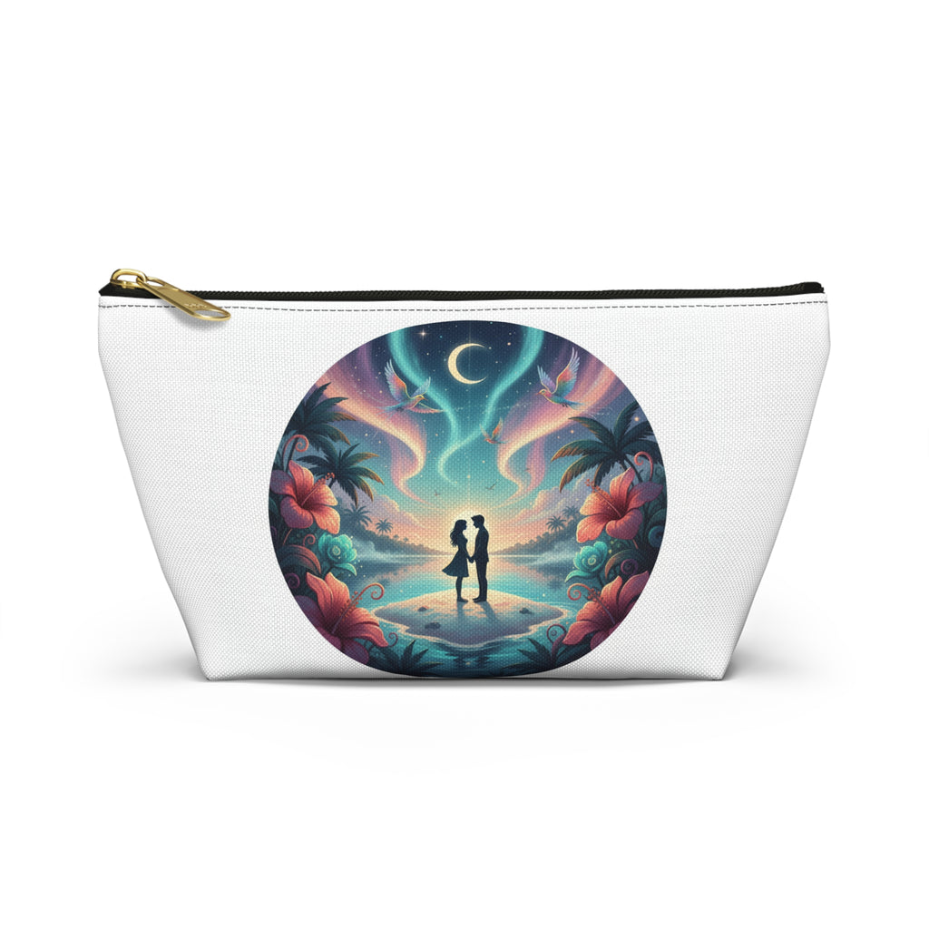 Romantic Beach Sunset Accessory Pouch — Couple Silhouette Makeup Bag