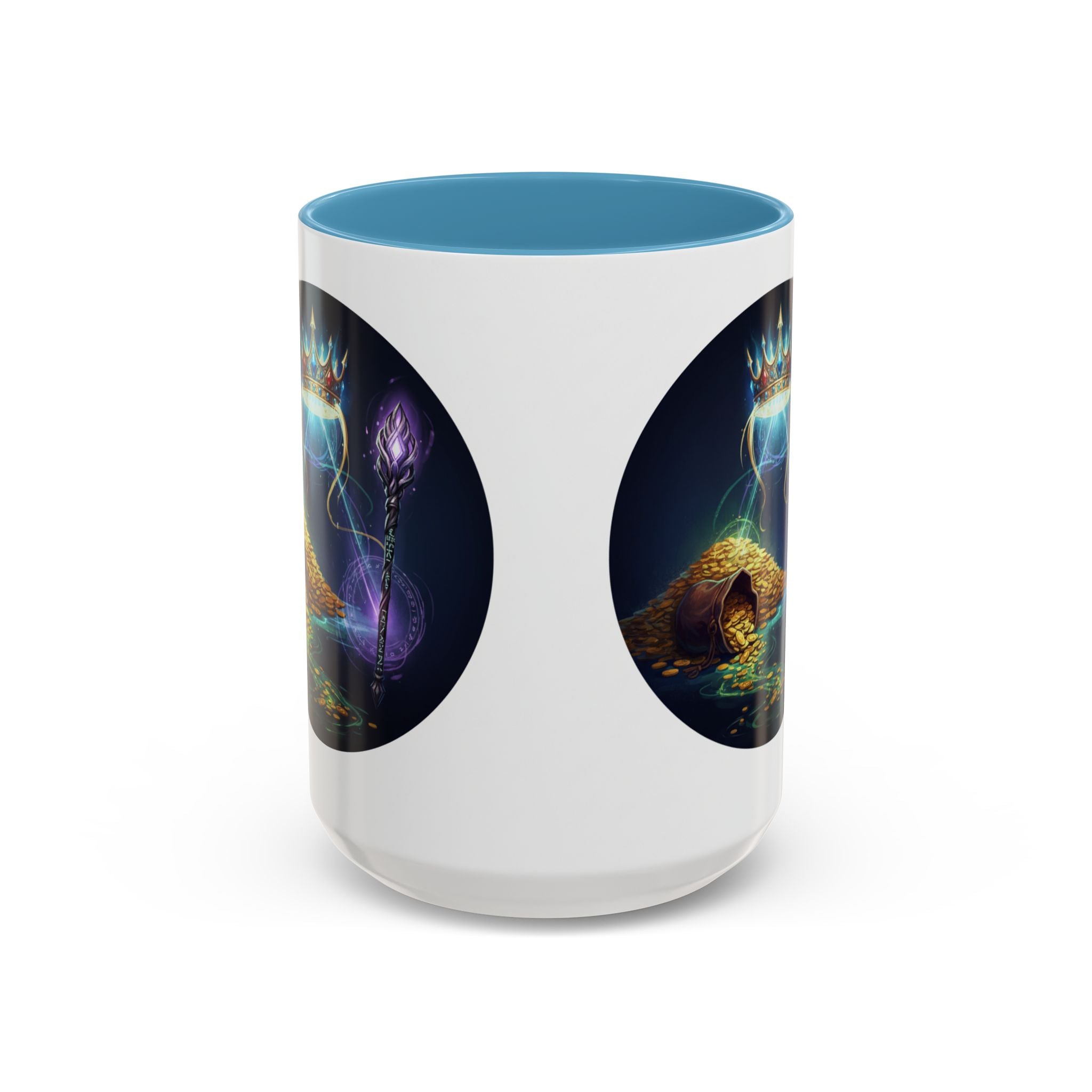 Magic Crown Coffee Mug — Fantasy Wizard Staff & Spilled Gold Accent Mug (11/15 oz)