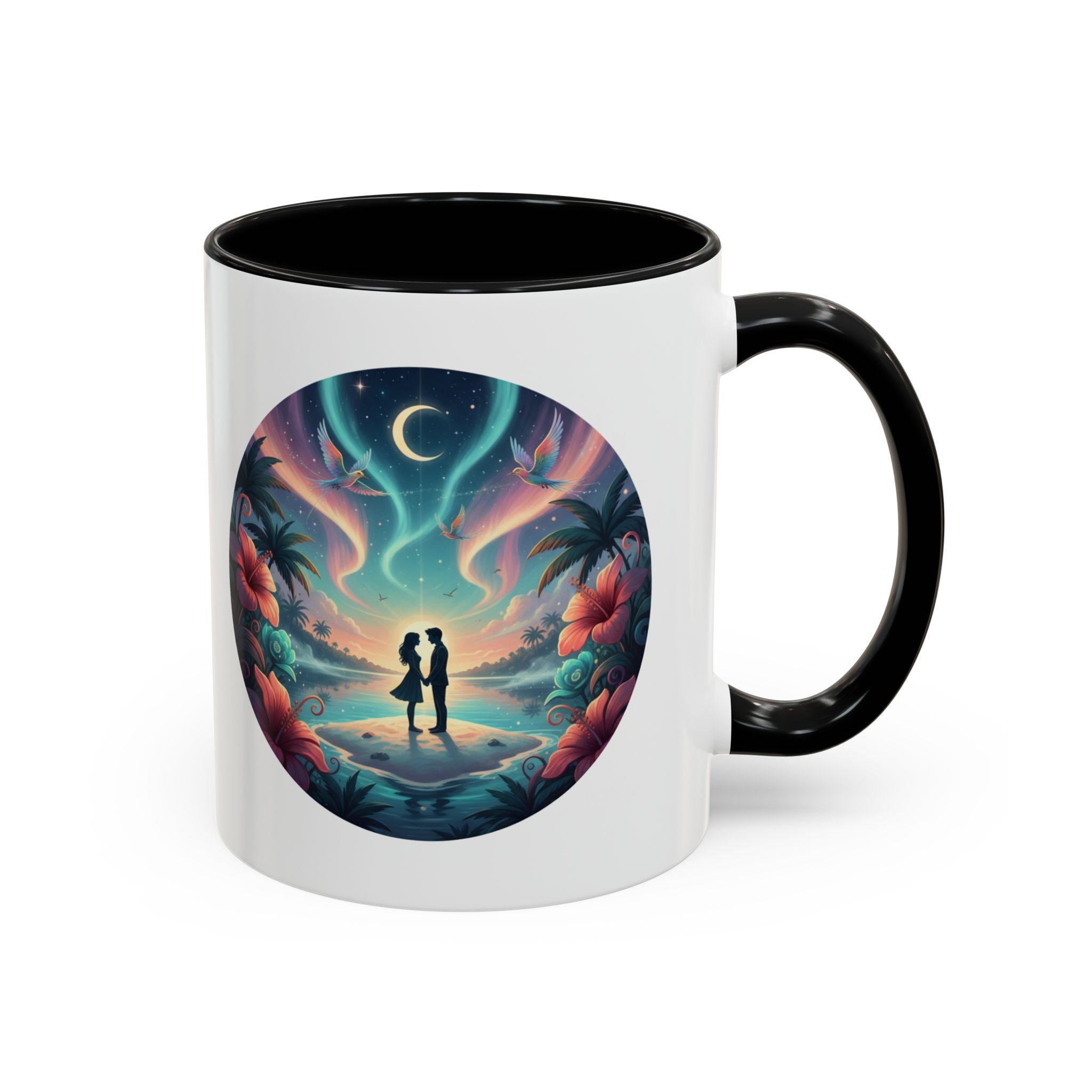Tropical Sunset Coffee Mug — Romantic Beach Couple Accent Mug (11/15 oz)