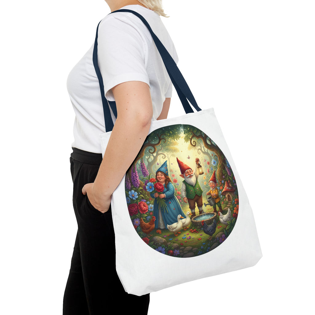 Gnome Garden Tote Bag — Whimsical Fairy Tale Circle Art