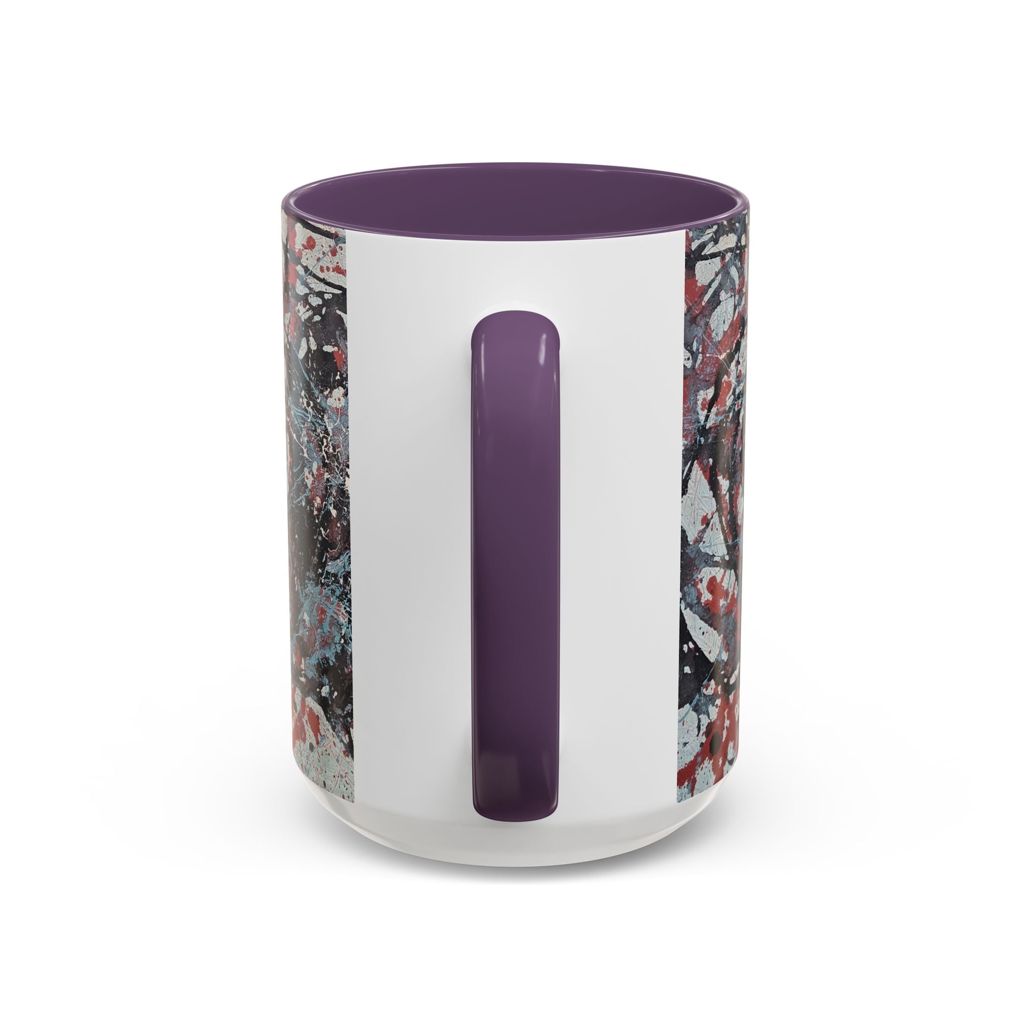 Abstract Splatter Accent Coffee Mug — Red, Black & White Artistic Design (11/15oz)