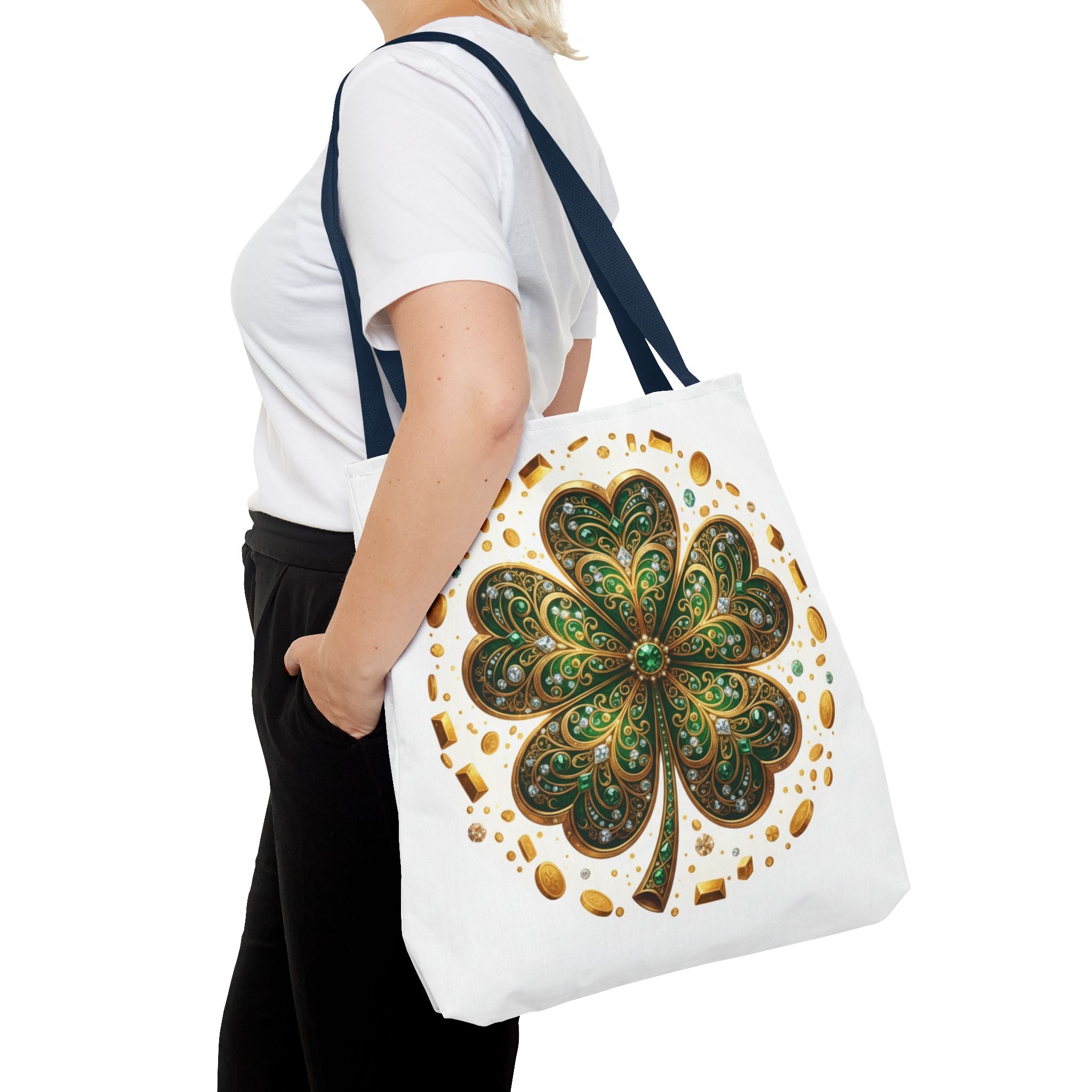Celtic Shamrock Tote Bag — Green Four-Leaf Clover St. Patrick’s Day All-Over Print