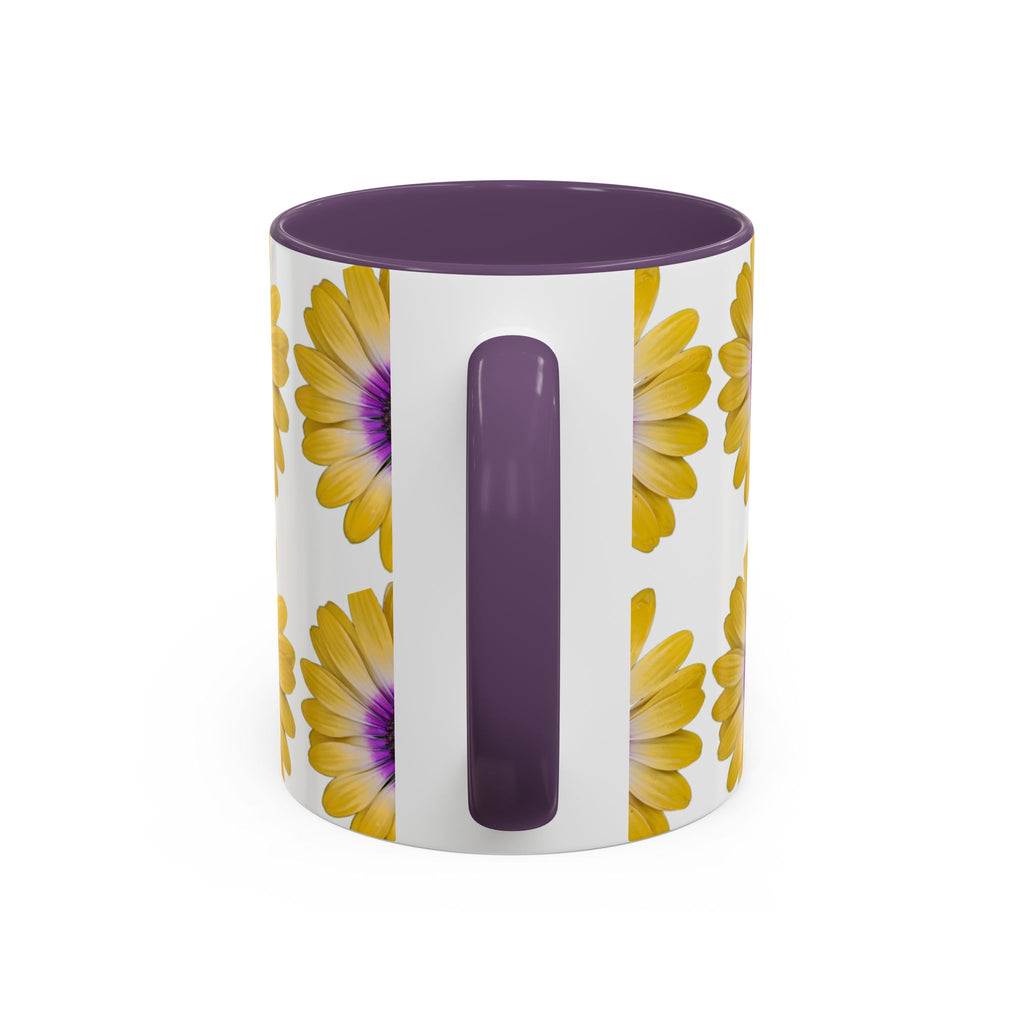 Yellow Purple Daisy Accent Coffee Mug – Floral Pattern 11/15oz
