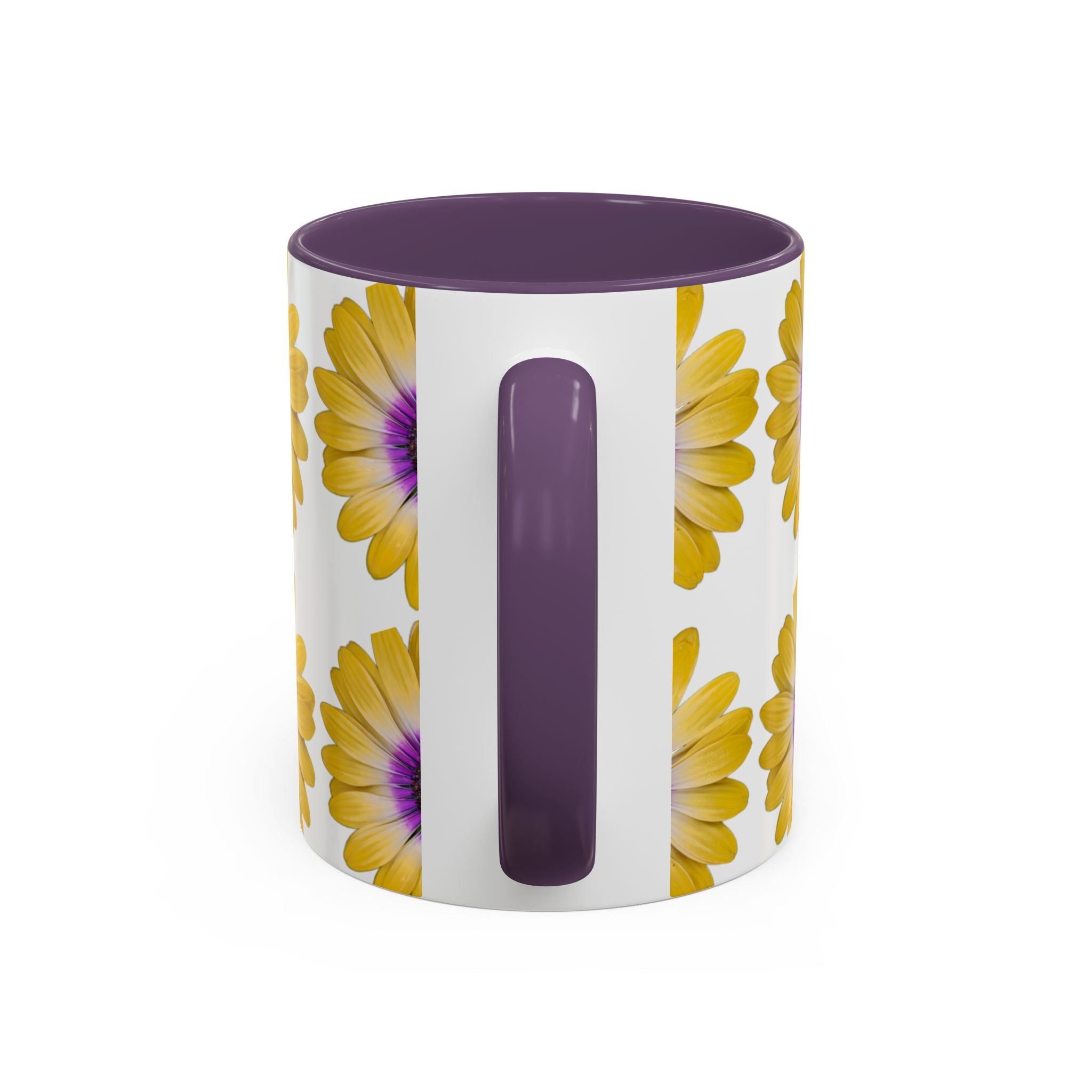 Yellow Purple Daisy Accent Coffee Mug – Floral Pattern 11/15oz