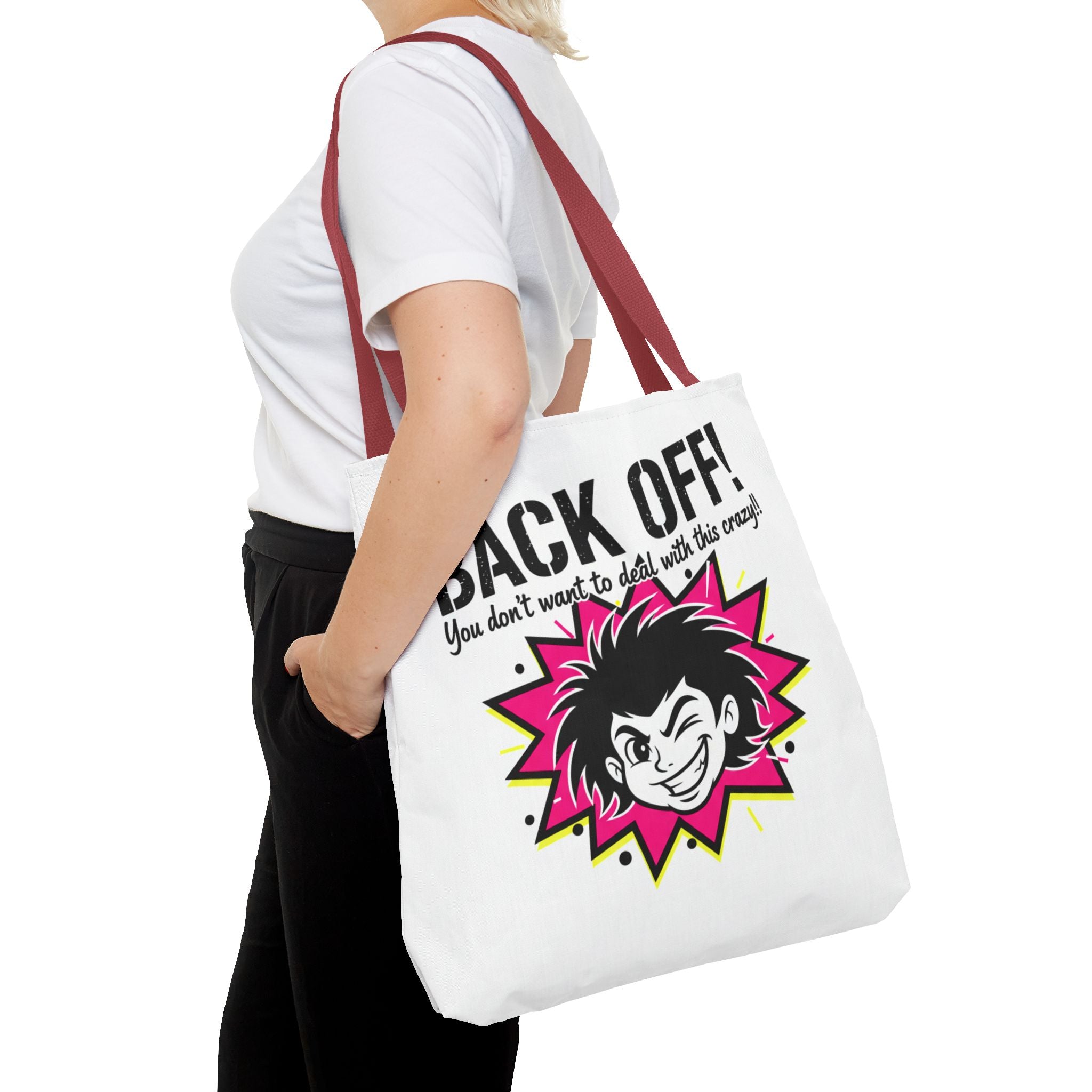 Back Off! Graphic Tote Bag — Funny Retro Punk Design