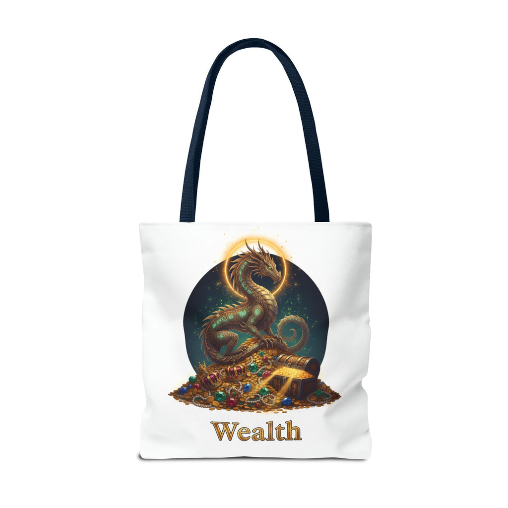 Wealth Dragon Tote Bag — Fantasy Dragon Treasure Illustration Tote