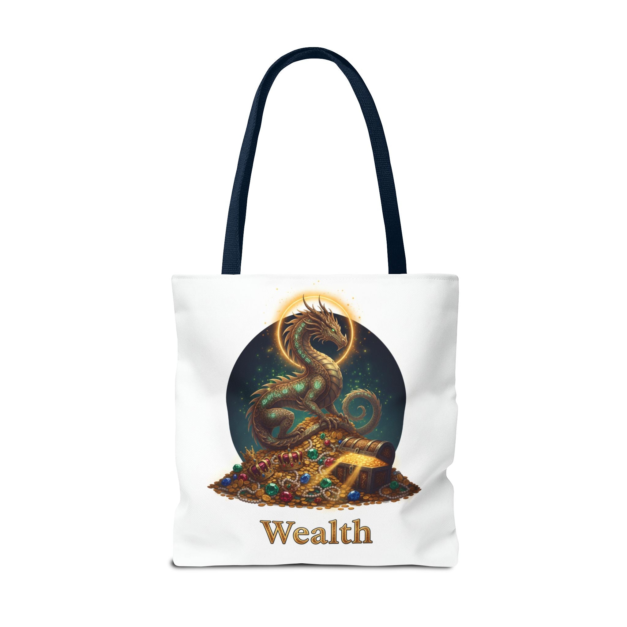 Wealth Dragon Tote Bag — Fantasy Dragon Treasure Illustration Tote