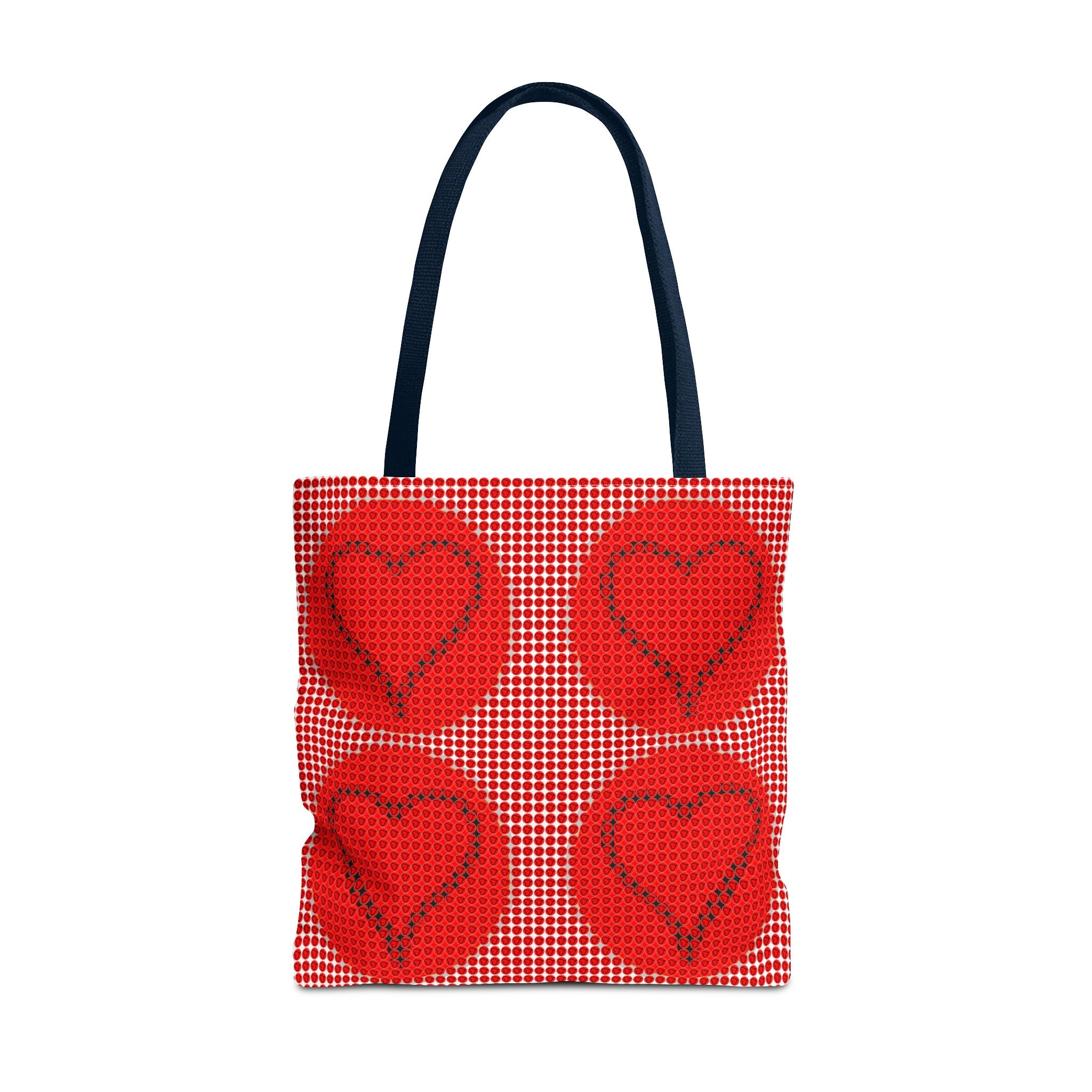 Heart Pattern Tote Bag — Red Valentine All-Over Print Canvas Tote